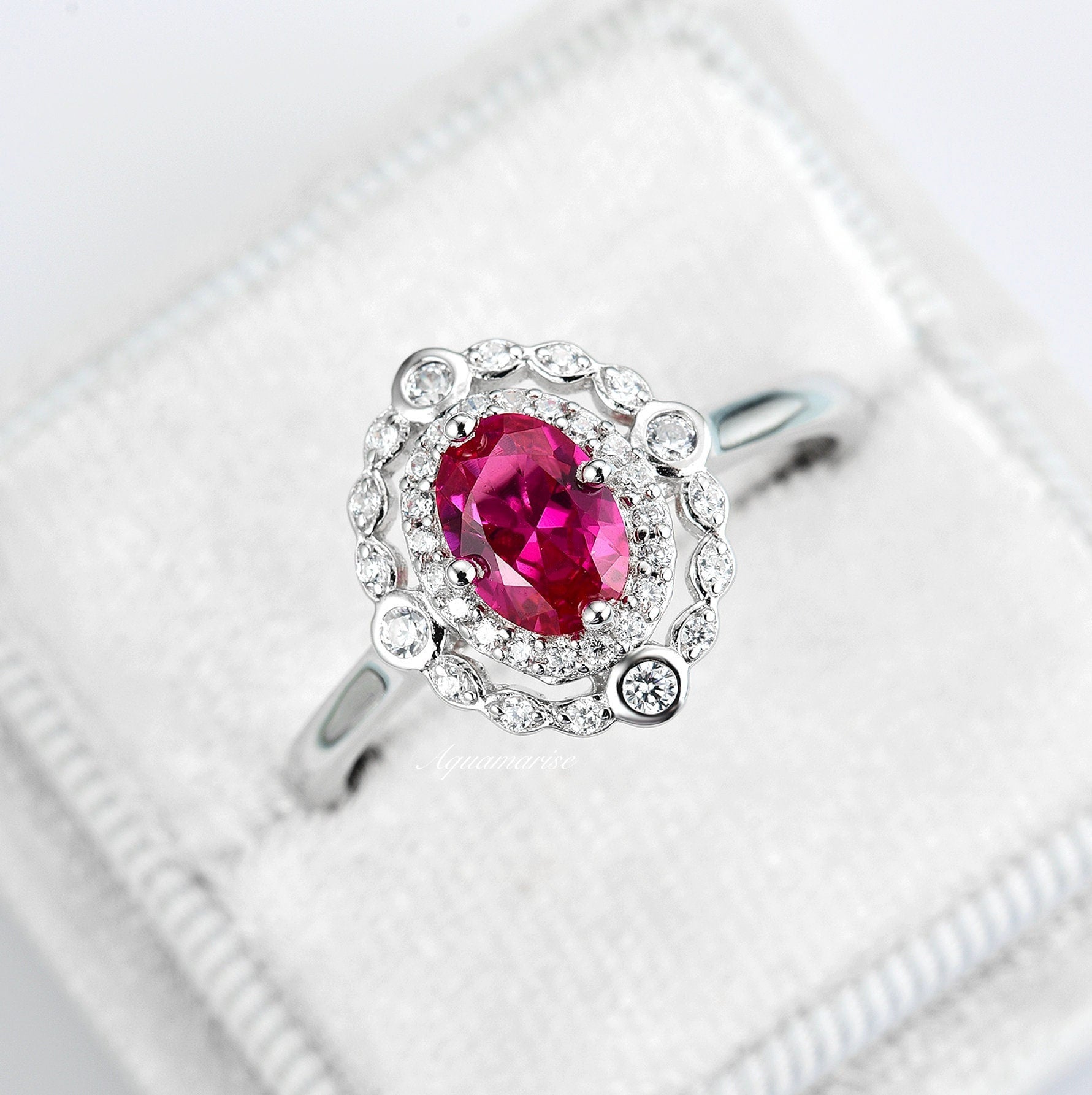 Valentina Ruby Ring Sterling Silver - Elegant Handmade Jewelry for Women, Perfect Gift for Valentine's Day, Anniversary & Special Occasions