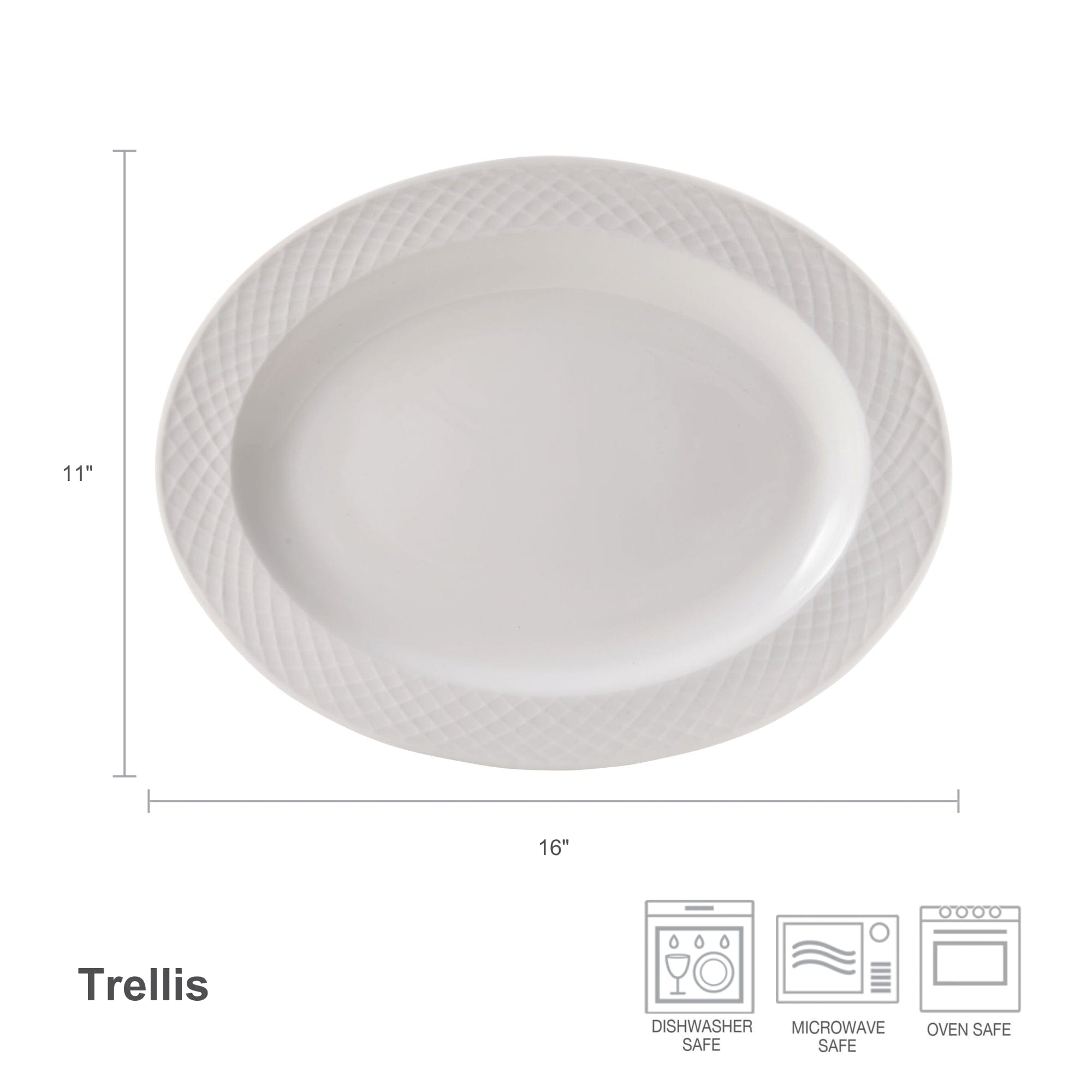 Elegant White Oval Trellis Platter - Perfect for Serving Appetizers, Desserts & Charcuterie at Parties & Gatherings