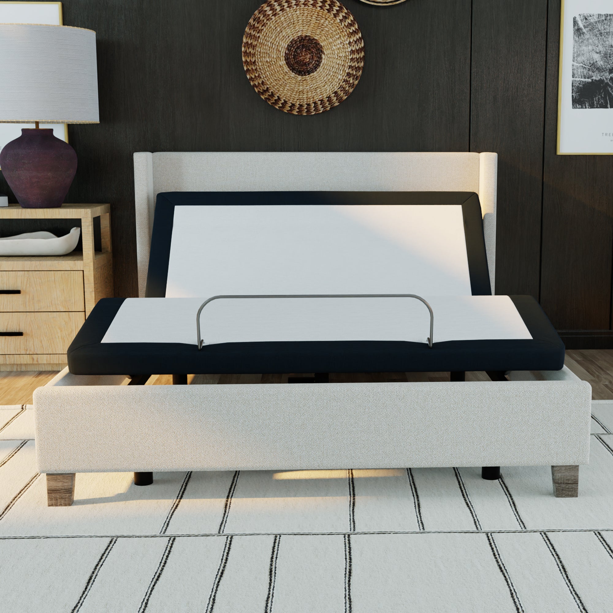 ZZZEN E3 Zero Clearance Adjustable Bed Frame with Wireless Remote - Perfect for Back Pain Relief, Reading & Watching TV in Bed