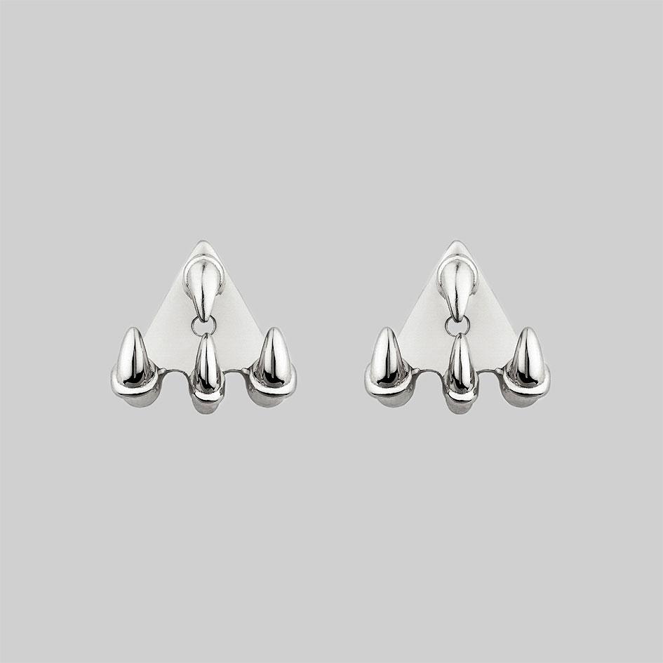 NASRA Silver Claw Earring for Lobe & Helix Piercing - Gothic Punk Jewelry for Women, Perfect for Parties & Night Out
