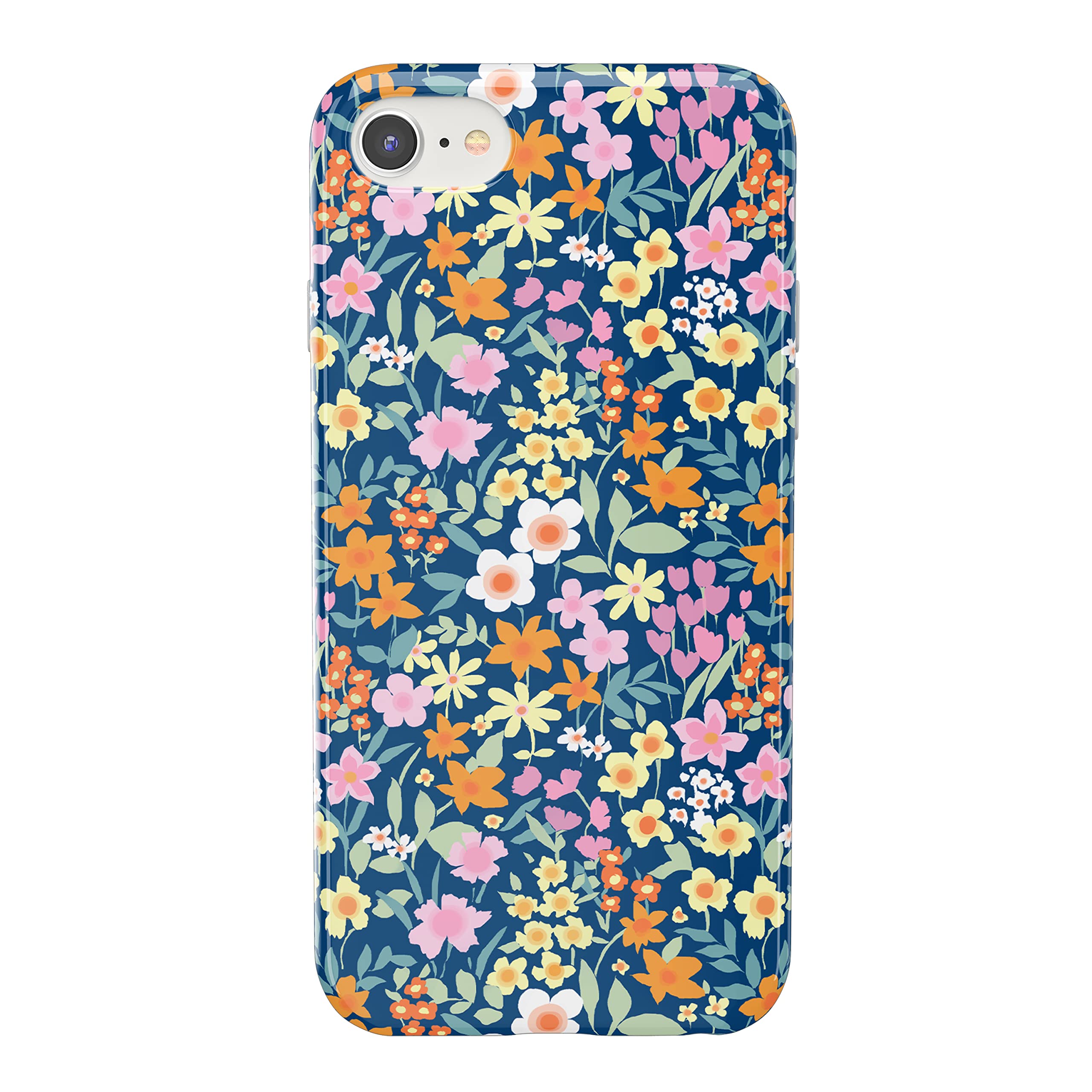 Casely iPhone SE (2020 & 2022) Case - Navy Floral Design with Full Bloom Pattern | Slim Protective Phone Cover | Perfect for Everyday Use, Work & Travel