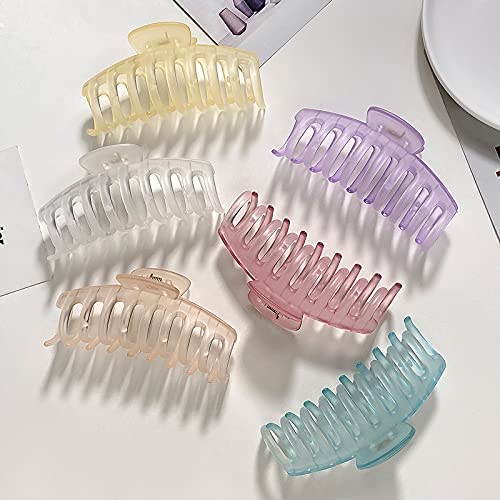 Large Clear Hair Claw Clips for Women & Girls - Strong Hold French Design Banana Clips for Thick Hair (Transparent Solid Colors) | Perfect for Ponytails, Buns & Everyday Hairstyles