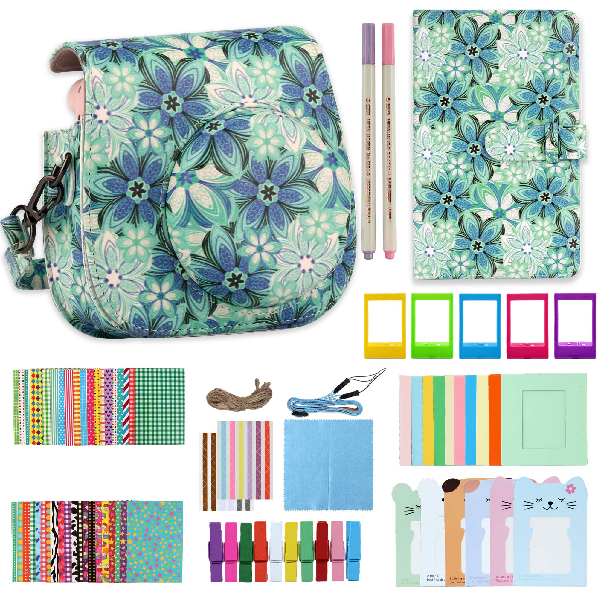 CELION Instant Camera Accessories Kit for Fujifilm Instax Mini 11 & Polaroid Cameras - Flower World Design | Perfect for Travel, Parties & DIY Scrapbooking