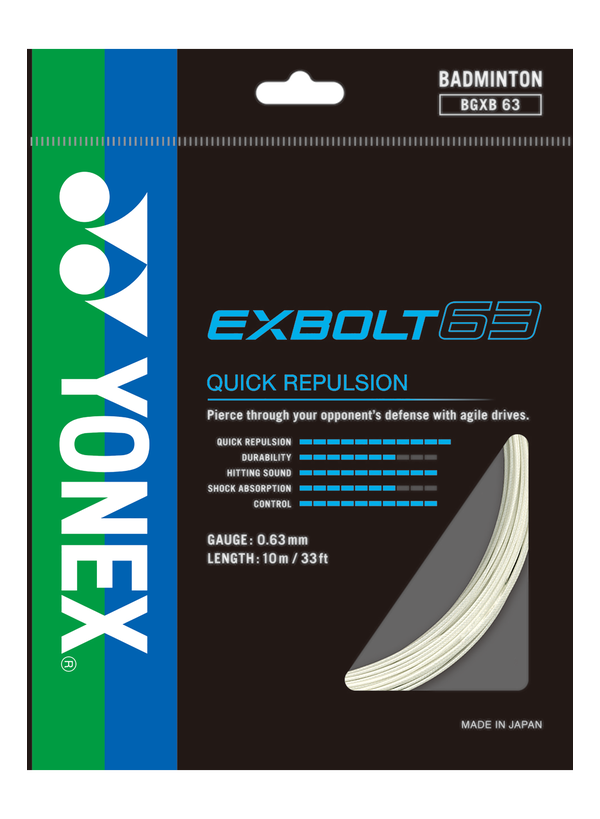 Yonex Exbolt 63 Badminton String - High Performance Badminton Racket String for Professional Players | Perfect for Tournament Play & Training