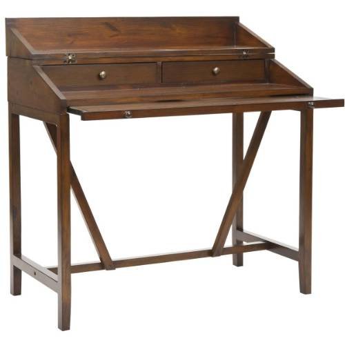 Safavieh American Homes Collection Wyatt Dark Teak Writing Desk - Stylish Home Office Desk for Study & Work - Perfect for Small Spaces & Modern Interiors