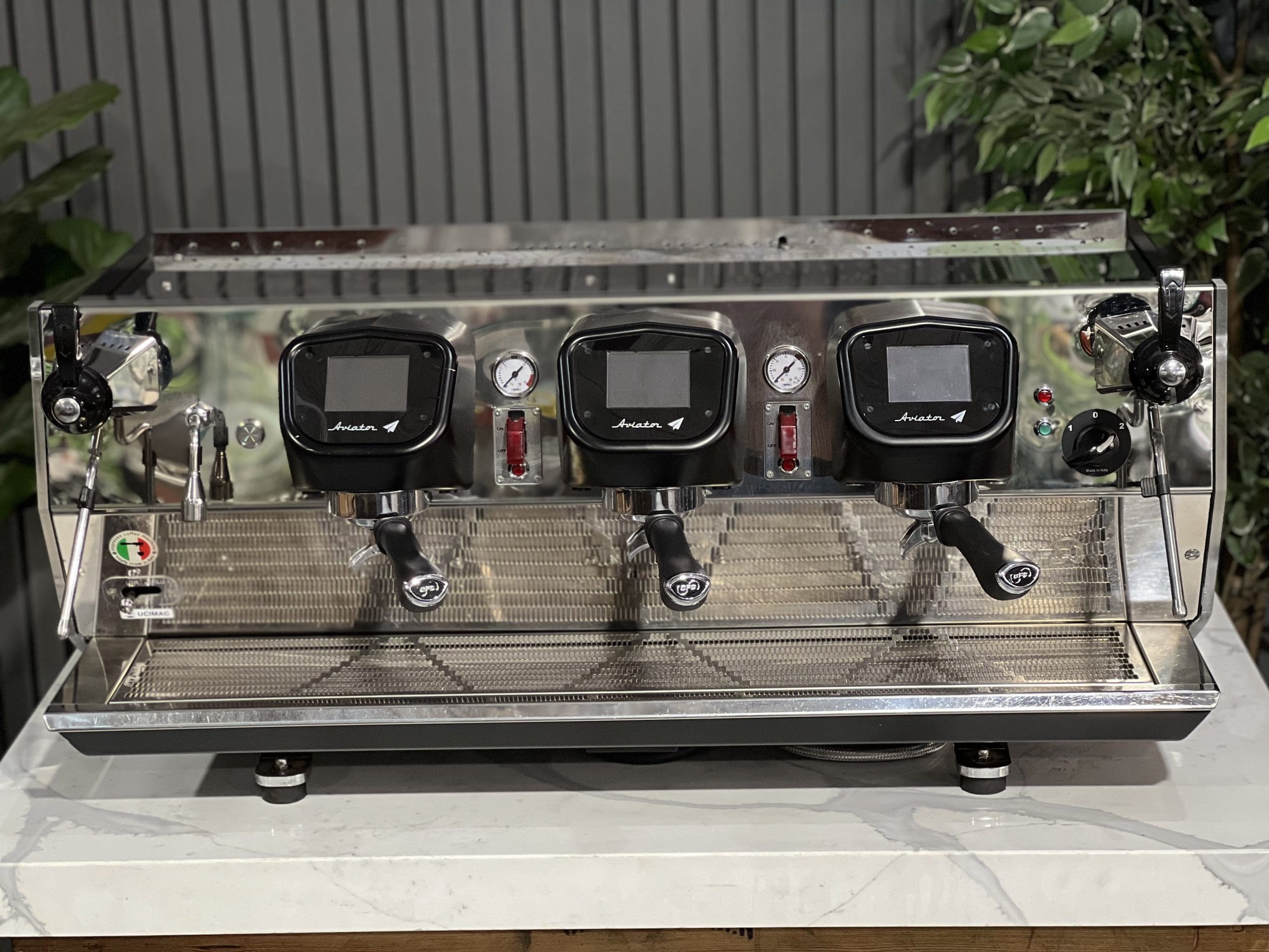 BFC Aviator 3 Group Black & Stainless Espresso Machine - Professional Commercial Coffee Maker for Cafes, Restaurants, and Coffee Shops