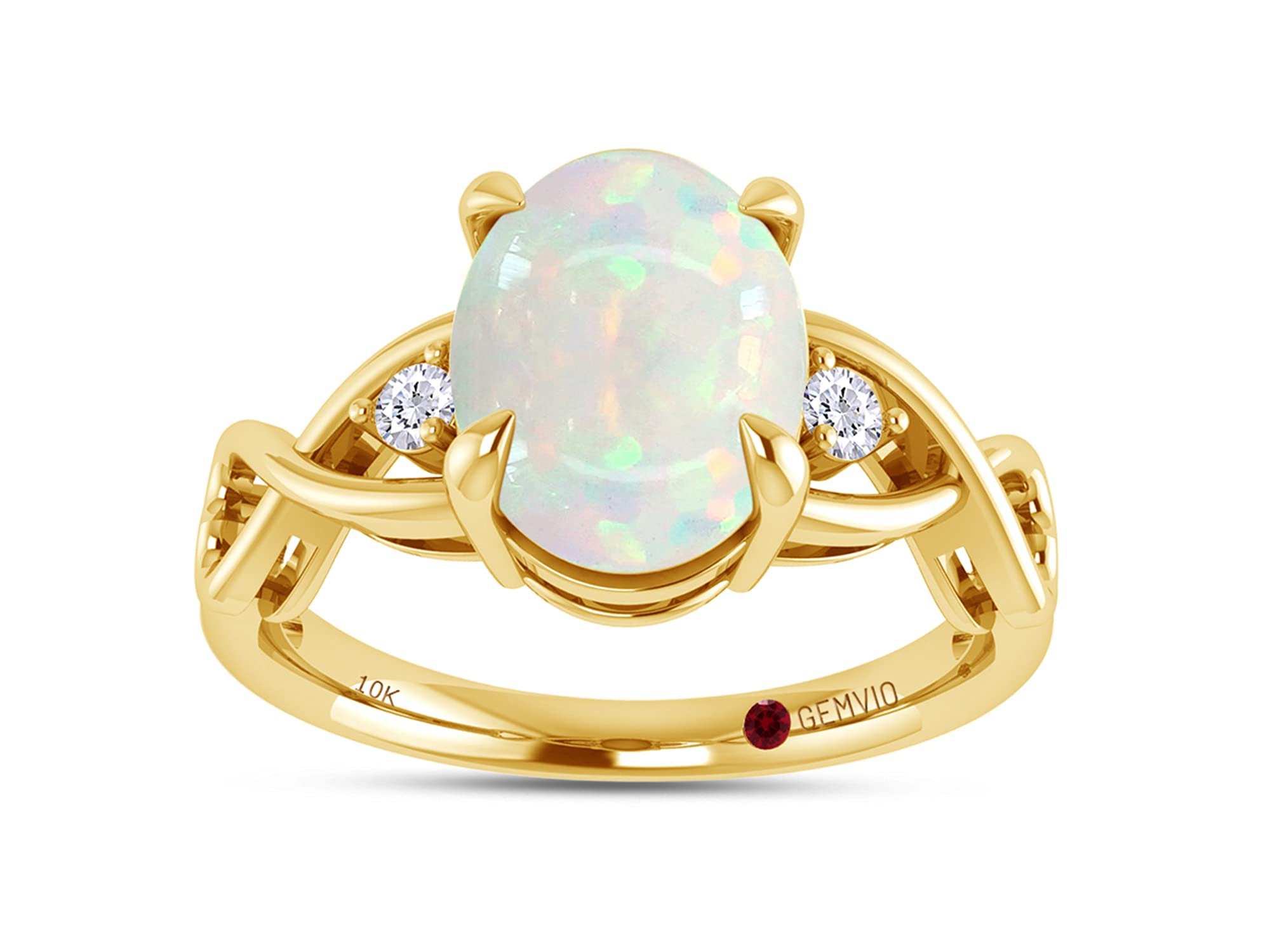 1.25 CT Oval Cut Natural White Opal & Diamond Accent Infinity Heart Ring in 10K/14K/18K Gold - GEMVIO Collection Wedding Engagement Ring for Women, Perfect for Anniversaries & Romantic Gifts