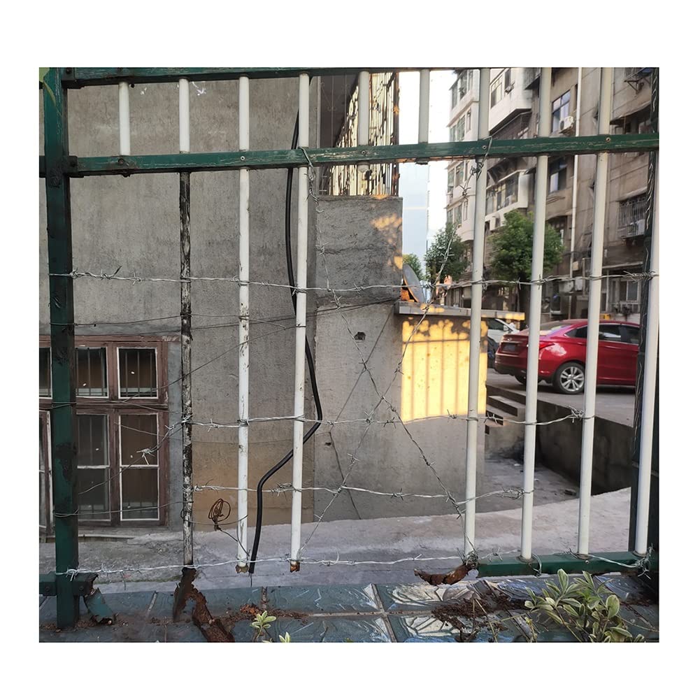YJFENG 1.8mm Galvanized Steel Barbed Wire - 4 Point 15mm Barbs, Easy to Bend for Security Fencing - Ideal for Orchard Protection, Backyard Security, Pasture Fencing & Sports Equipment (Silver, 200m Roll) | Durable Anti-Theft Solution for Farms, Properties & Baseball Bat Wrapping