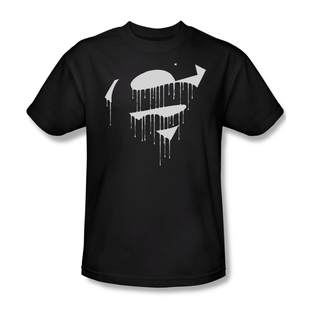 Superman Dripping Shield Graphic T-Shirt for Men - Black Superhero Tee for Casual Wear & Comic Con