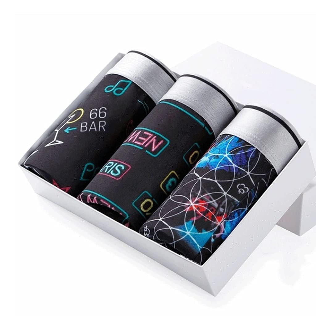 UXZDX CUJUX Men's Printed Boxer Briefs - Ice Silk Breathable Underwear for Men - Comfortable & Flexible Boxer Shorts - 3XL (XXXL 75-90KG) - Perfect for Sleeping, Lounging & Everyday Wear