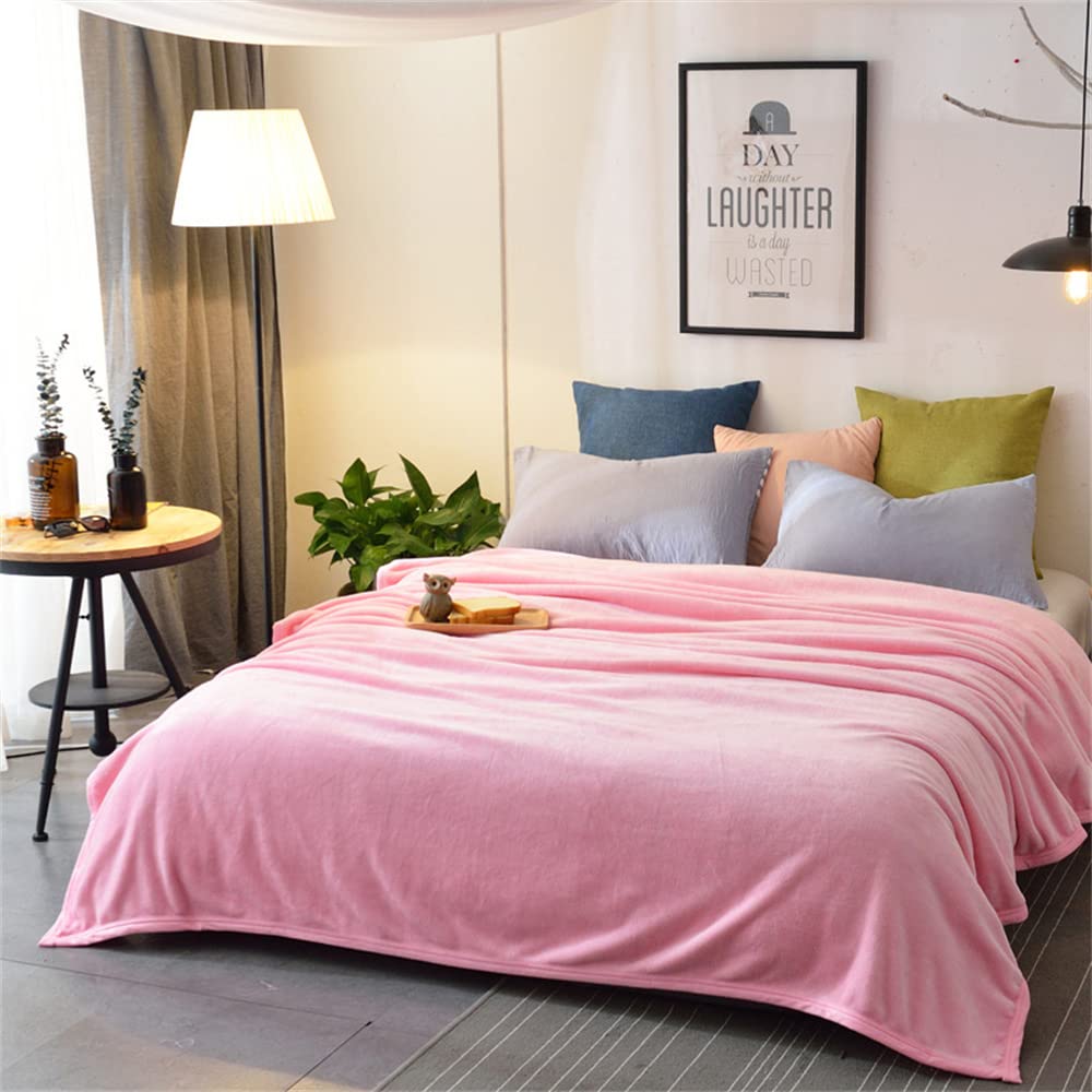 LIGUOGUO Pink Plush Fleece Blanket - Ultra Soft Twin/Full/Queen Size Bedding Set | Cozy Throw Blanket for Couch, Sofa & Bed | Warm Winter Blanket for Kids & Adults (39