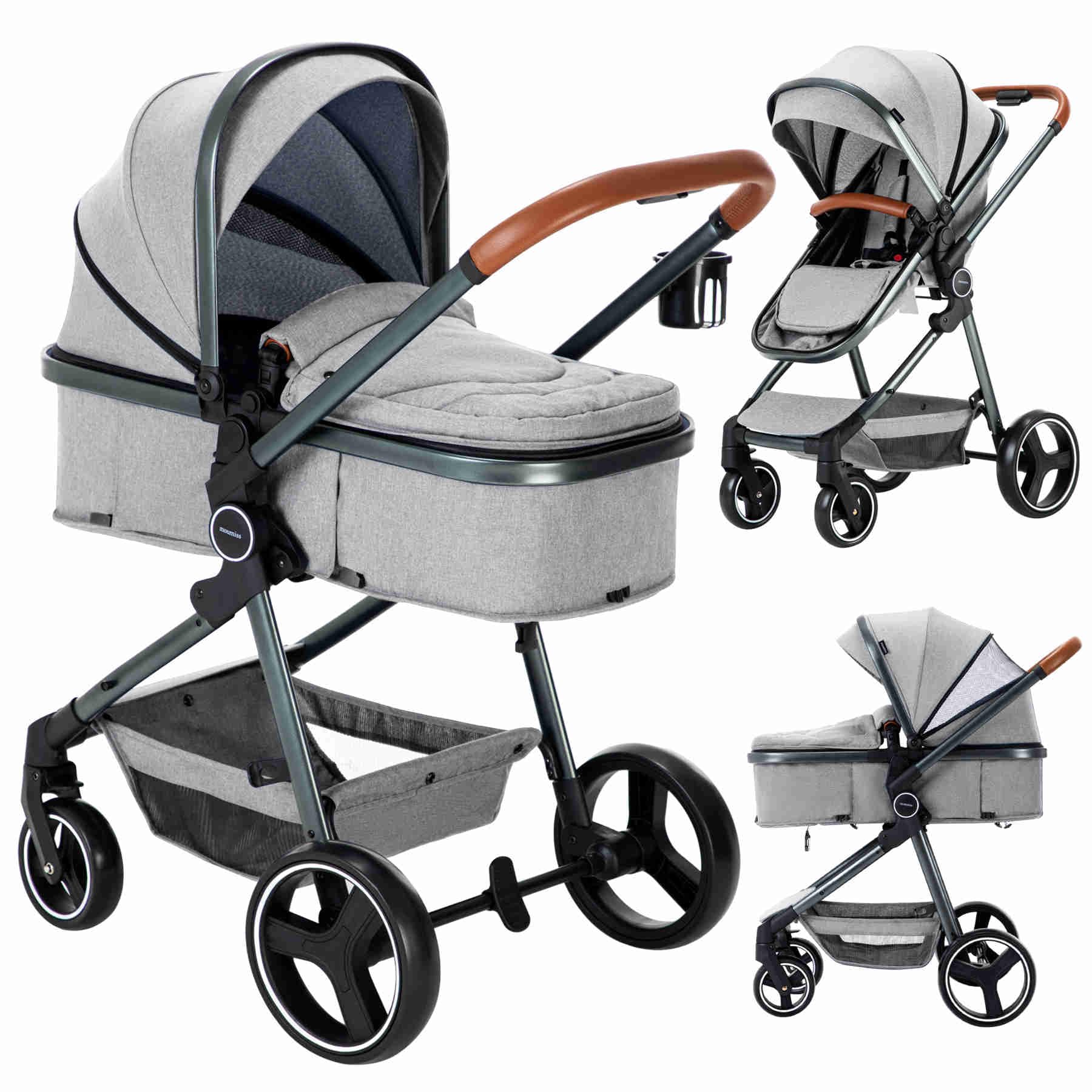 2024 Grey Convertible Baby Stroller - Lightweight Infant to Toddler Travel System with Reversible Seat & Bassinet | Perfect for Newborns, Shopping, Walks & Air Travel