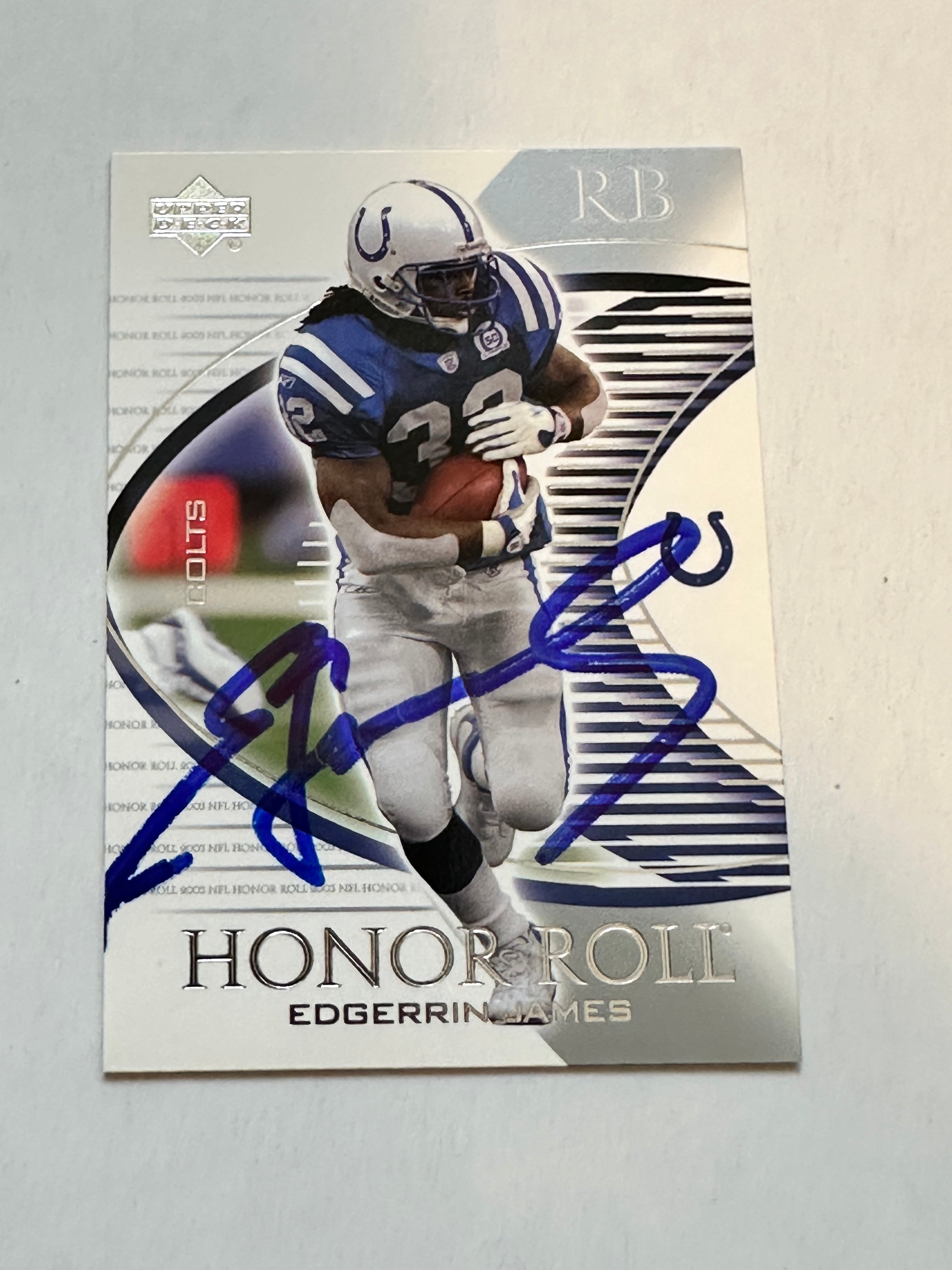 Rare Edgerrin James Autographed Football Card with COA - Authentic Collectible for NFL Fans & Sports Memorabilia Enthusiasts