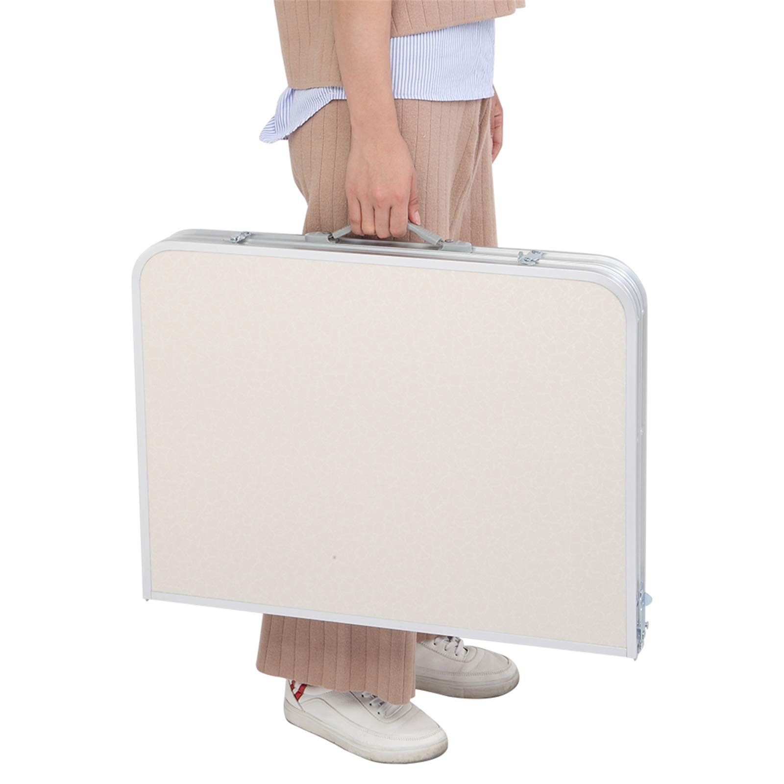 90 x 60 x 70cm White Aluminum Alloy Folding Table - Portable & Sturdy for Home, Office, Camping, Picnics & Outdoor Events