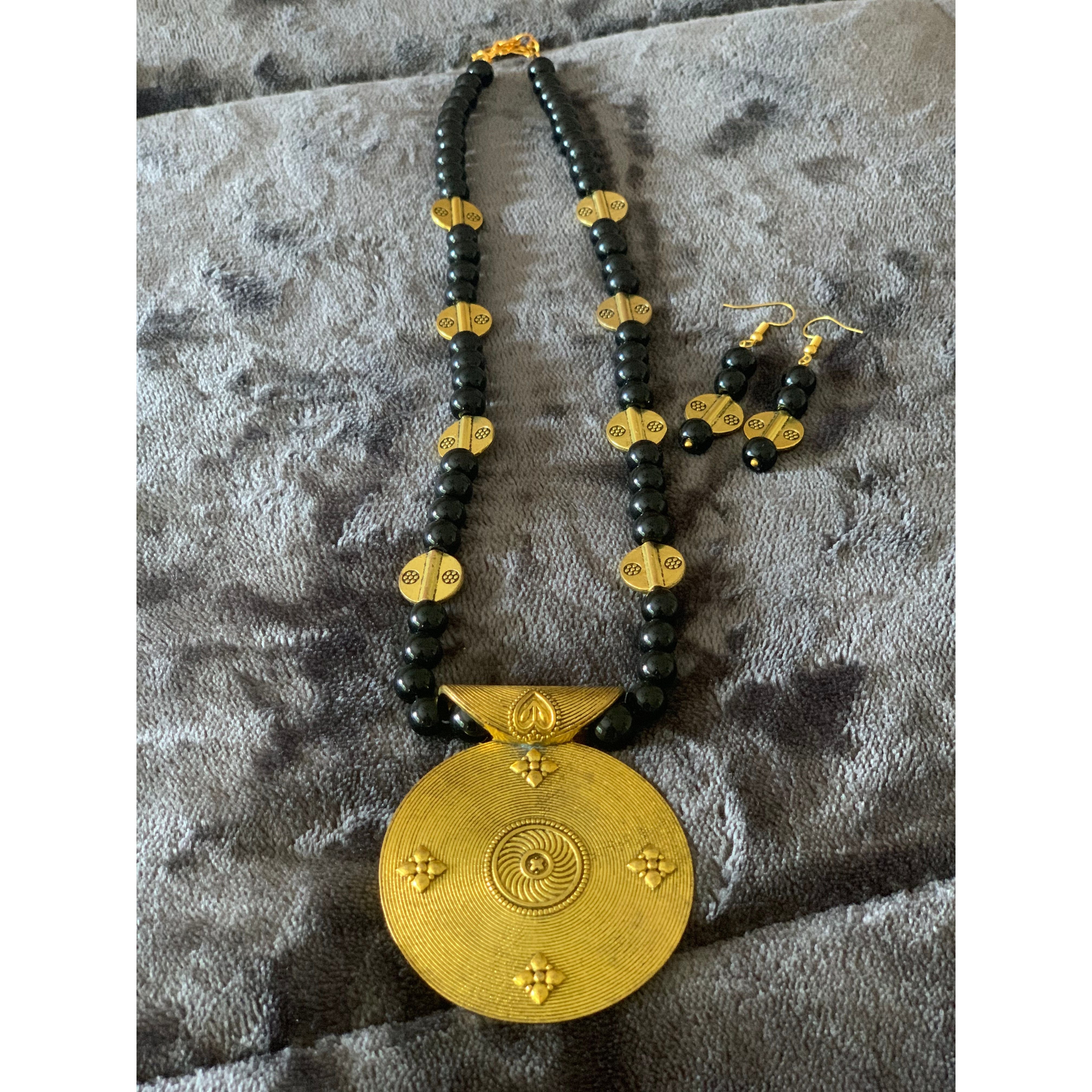 Elegant Gold Plated Black Onyx Necklace Set for Women | Dainty Jewelry Gift for Anniversary, Birthday & Special Occasions | Perfect for Evening Parties, Weddings & Formal Events