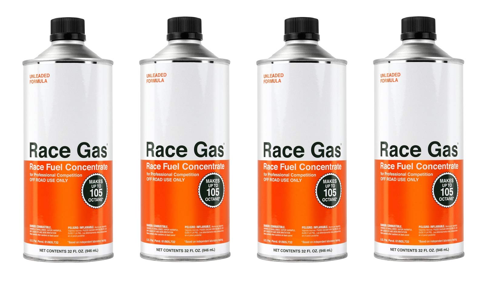 Racegas 100032 Case of 4 Cans Offroad Race Fuel Concentrate Octane Booster - High Performance Fuel Additive for Racing, Motorcycles & ATVs - Boost Engine Power & Acceleration
