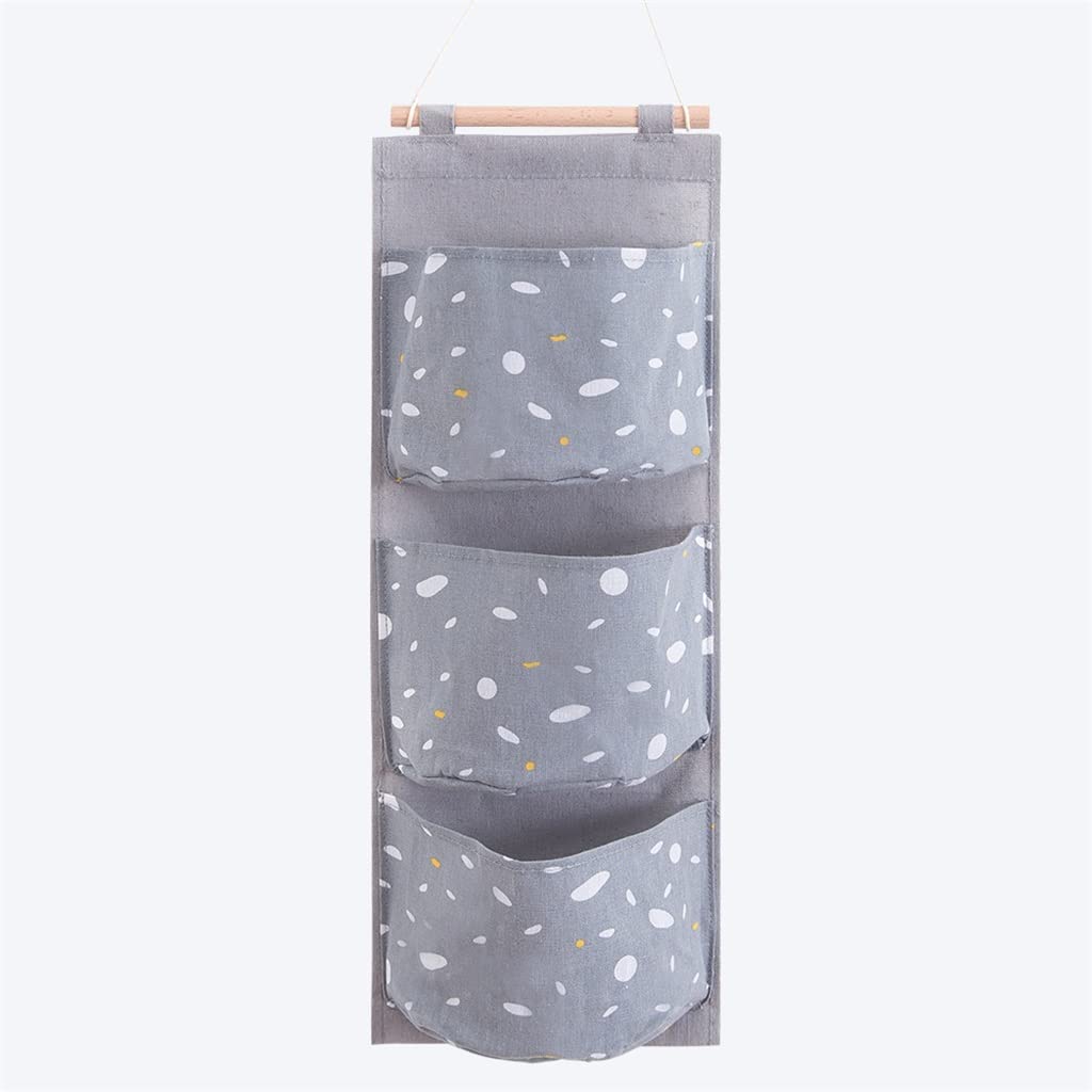 3-Pocket Oxford Cloth Hanging Storage Organizer for Wardrobe, Closet & Door - Space-Saving Gray Storage Bag (54 x 19 cm) - Perfect for Bedroom, Dorm, Travel & Small Space Organization