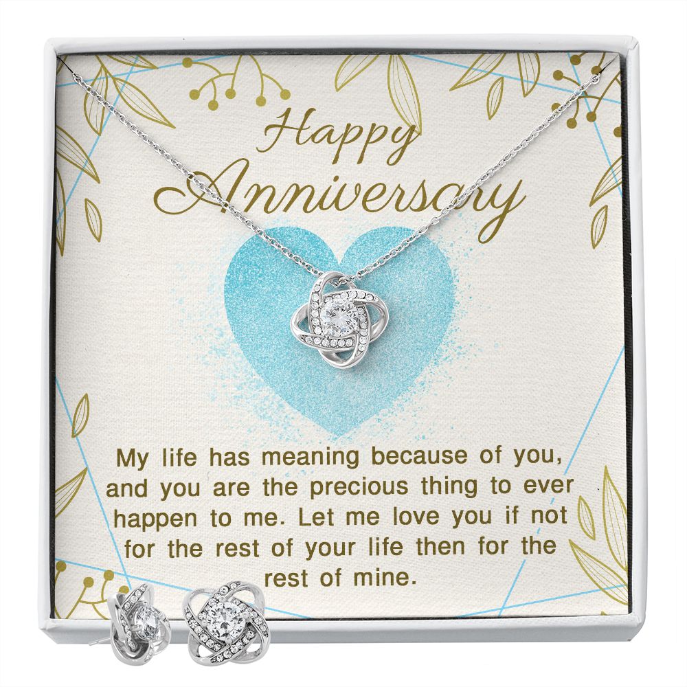 Elegant Love Knot Jewelry Set for Women - Sterling Silver Necklace & Earrings Anniversary Gift for Her | Perfect for Valentine's Day, Birthday & Romantic Occasions