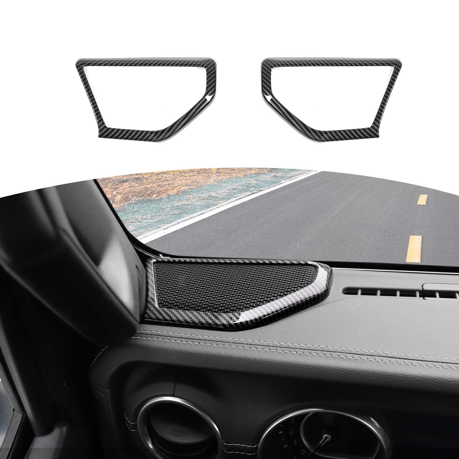 RT-TCZ Carbon Fiber A Pillar Speaker Trim Cover for Jeep Wrangler JL/JLU & Gladiator JT (2018-2024) - 2pc Interior Upgrade - Perfect for Off-Roading & Custom Car Styling
