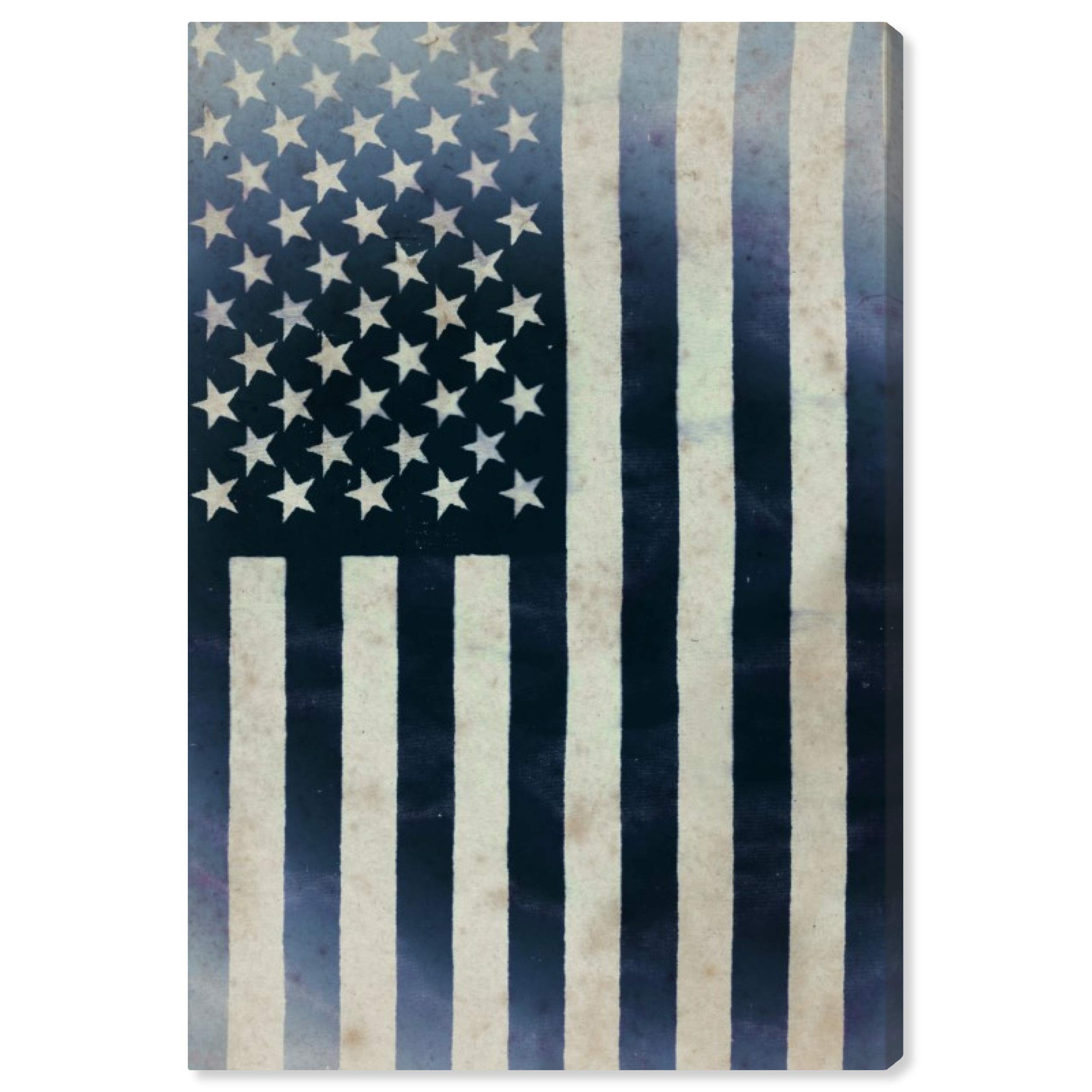 Oliver Gal Artist Co. 'Inked America' Patriotic Wall Art Canvas Print - 54x36 Inches Blue & White American Home Decor - Perfect for Living Room, Office, or Patriotic Gift