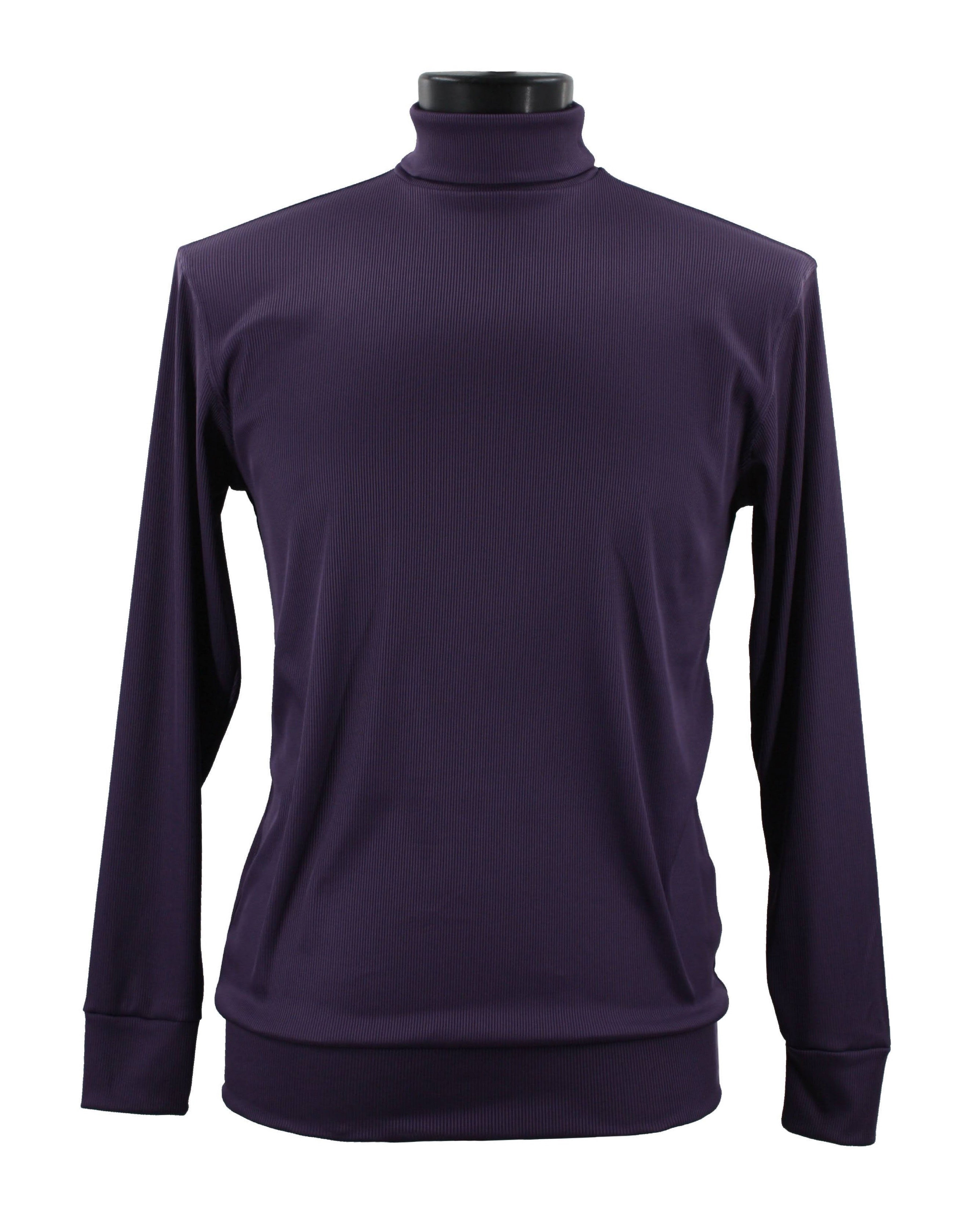 Bassiri Long Sleeve Turtleneck Purple T-Shirt 633 - Women's Casual Comfort Fit Top for Fall & Winter Layering