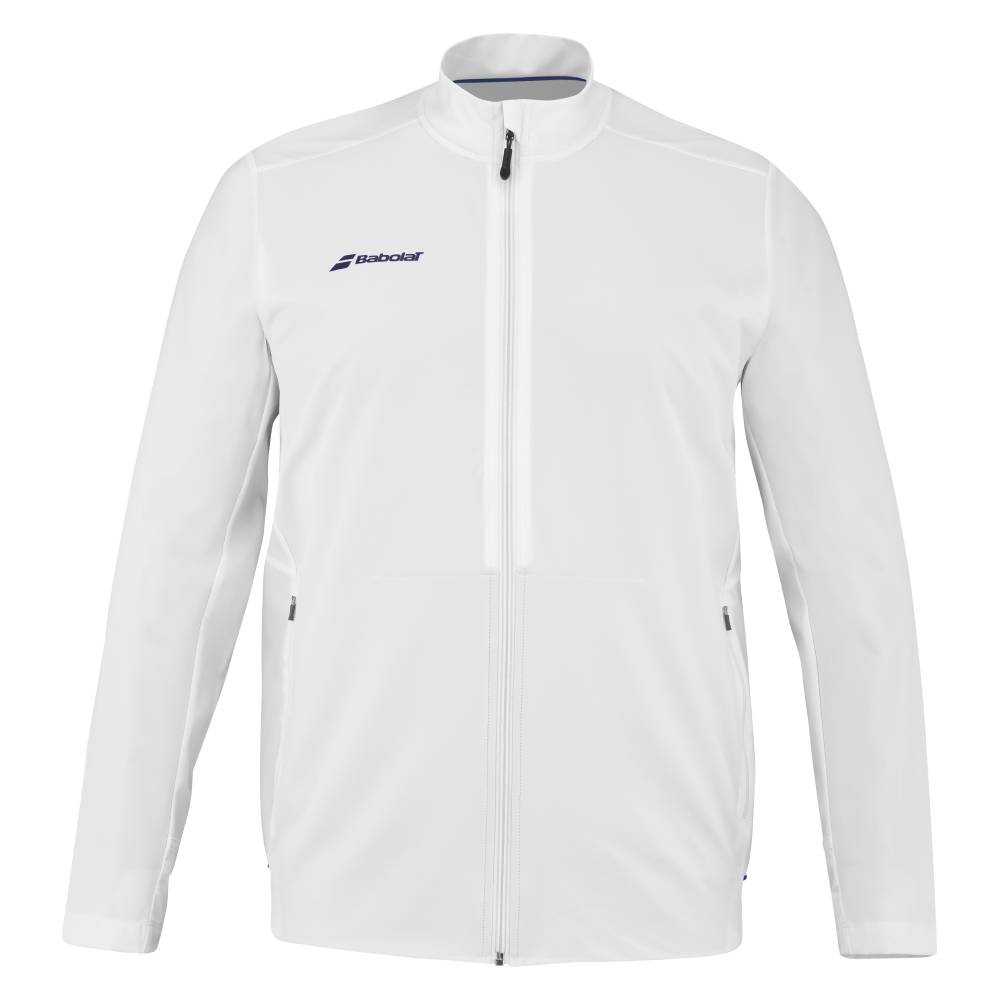 Babolat Men's Play Jacket - Lightweight Tennis Windbreaker with Moisture-Wicking Technology (White) - Perfect for Tennis Matches, Training & Outdoor Sports