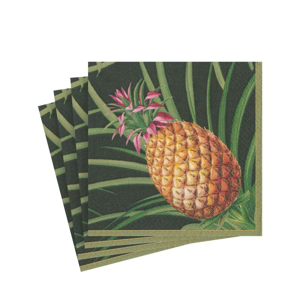 Premium Black Tropical Fruit Cocktail Napkins - 4 Packs of 20 - Elegant Party Napkins for Summer BBQs, Pool Parties & Tropical Themed Events