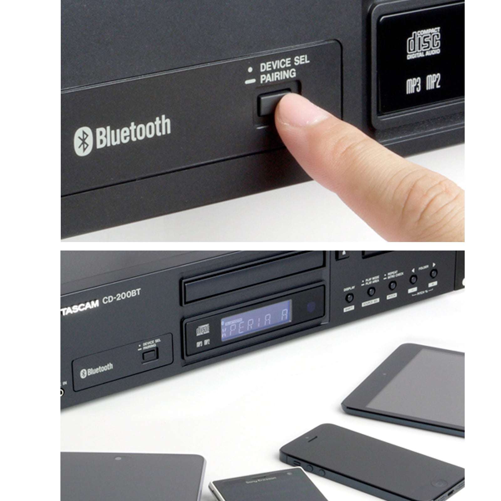 Tascam CD-200BT Professional Rackmount CD Player with Pitch Control & Bluetooth - Ideal for DJs, Studios, and Live Performances