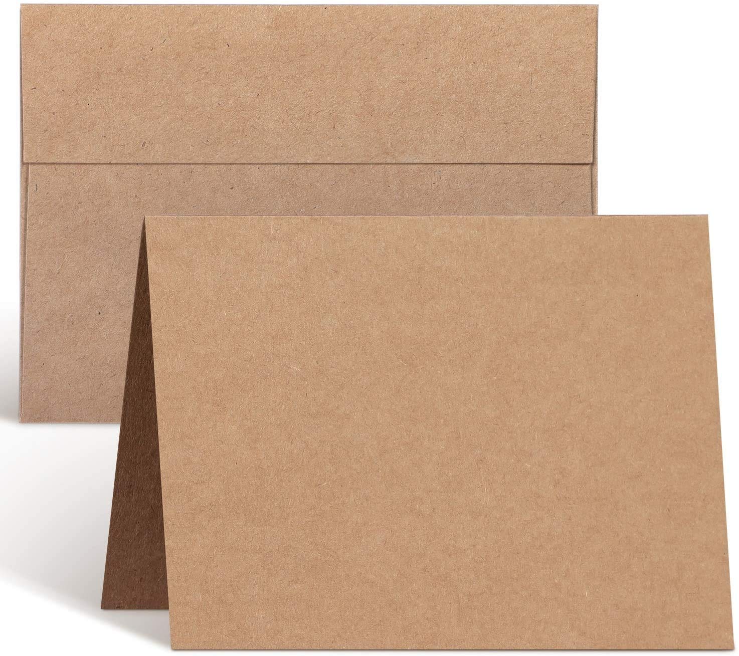 Ohuhu 100 Pack Blank Cards and Envelopes - 4x6 Heavyweight Kraft Paper Folded Cardstock with A4 Envelopes for DIY Greeting Cards | Perfect for Wedding Invitations, Birthday Cards, Thank You Notes & All Occasions | Great for Handmade Crafts, Scrapbooking & Personalized Stationery