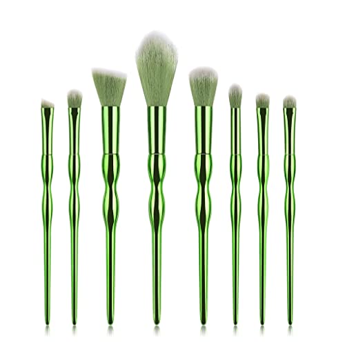 8PCS Gourd Green Makeup Brush Set - Professional Eye Shadow & Loose Powder Brushes for Flawless Makeup Application | Vegan Beauty Tools (Green, 8pcs) | Perfect for Daily Makeup, Contouring & Professional Makeup Artists