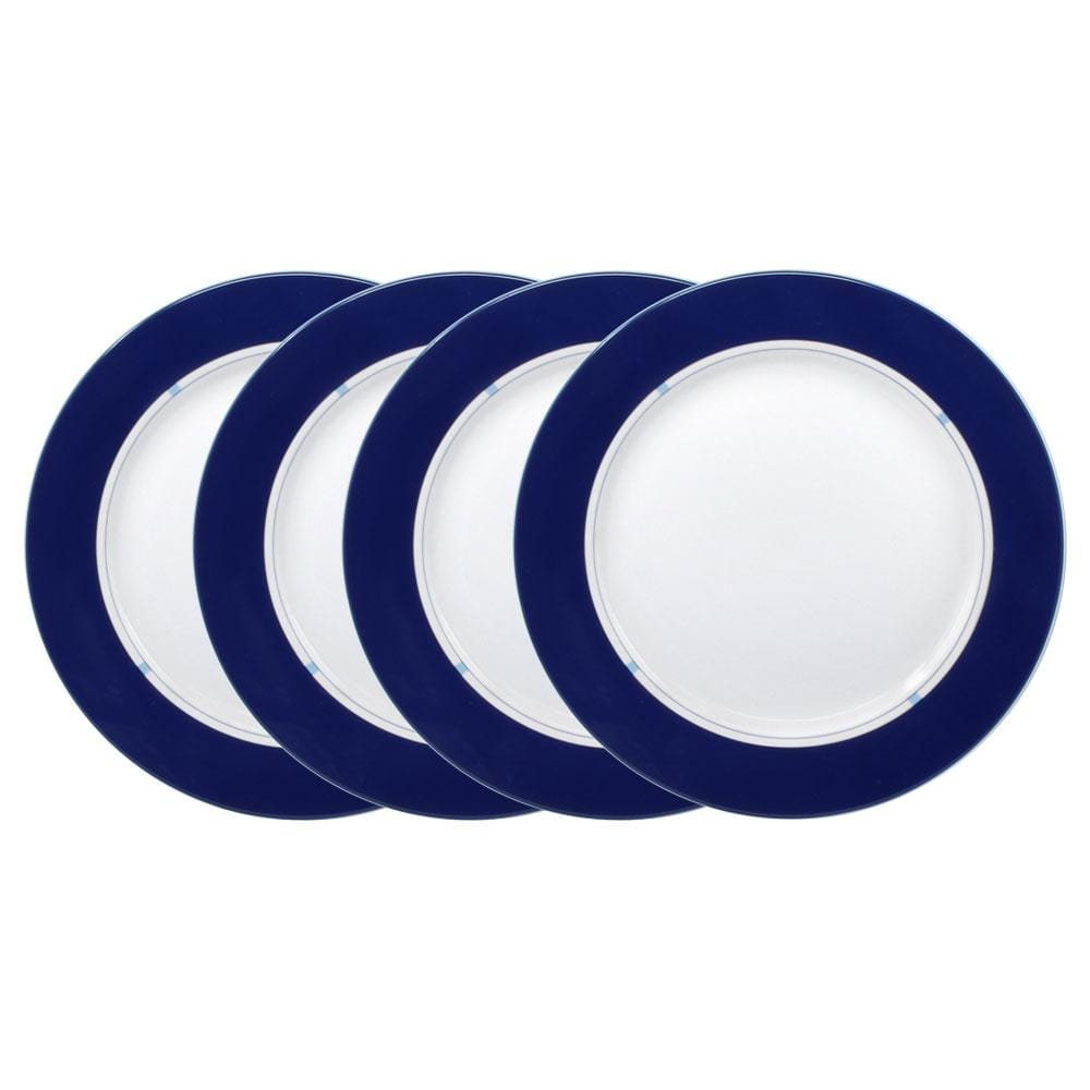 Jet Set Blue Set of 4 Accent Dinner Plates - Elegant Ceramic Plates for Fine Dining, Entertaining & Home Decor - Perfect for Dinner Parties, Weddings & Special Occasions