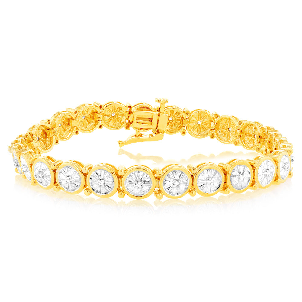 1/4 Carat Diamond Bracelet in 14K Gold Plated Sterling Silver - Elegant Jewelry Gift for Women, Anniversary & Special Occasions