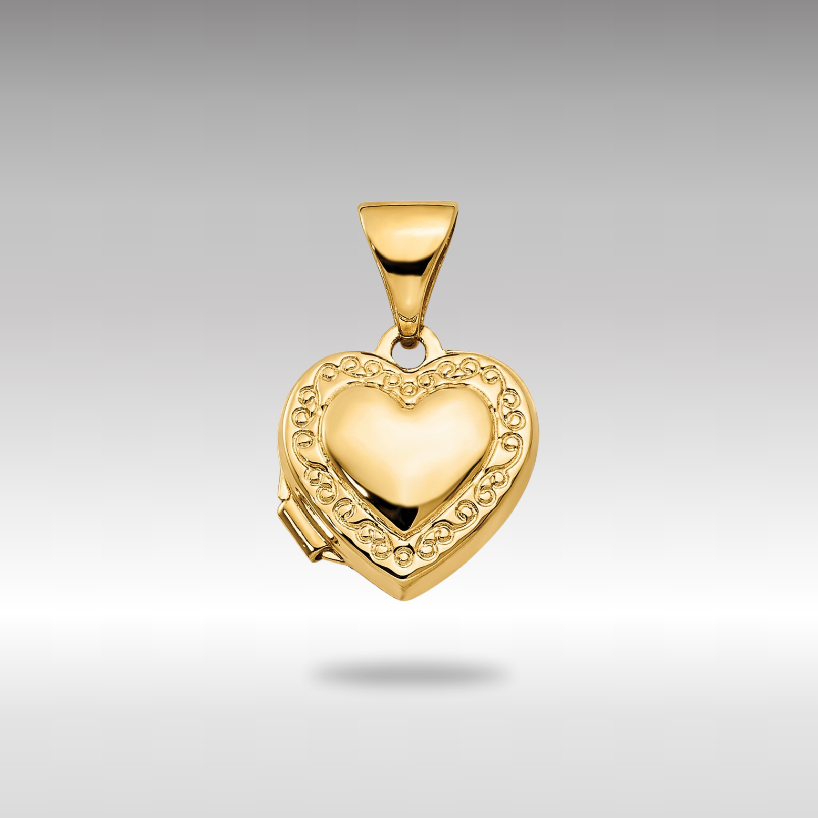10mm Gold Scroll Border Small Heart Locket Pendant XL63 - Perfect for Valentine's Gifts, Bridal Jewelry & Keepsake Necklaces