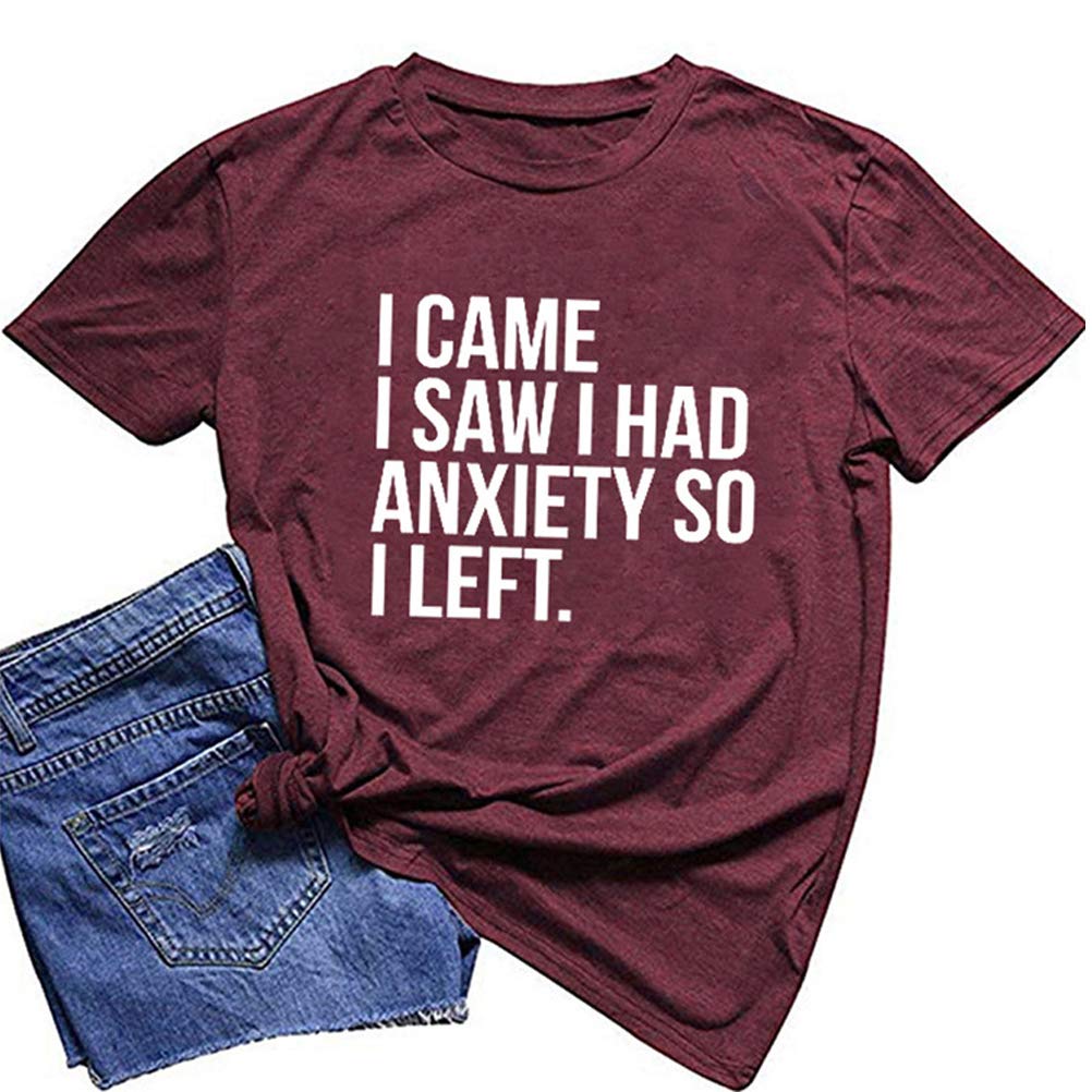 YourTops Women's Anxiety Humor T-Shirt - Funny Mental Health Awareness Top for Women - Perfect for Casual Wear, Anxiety Support Groups & Mental Health Awareness Events