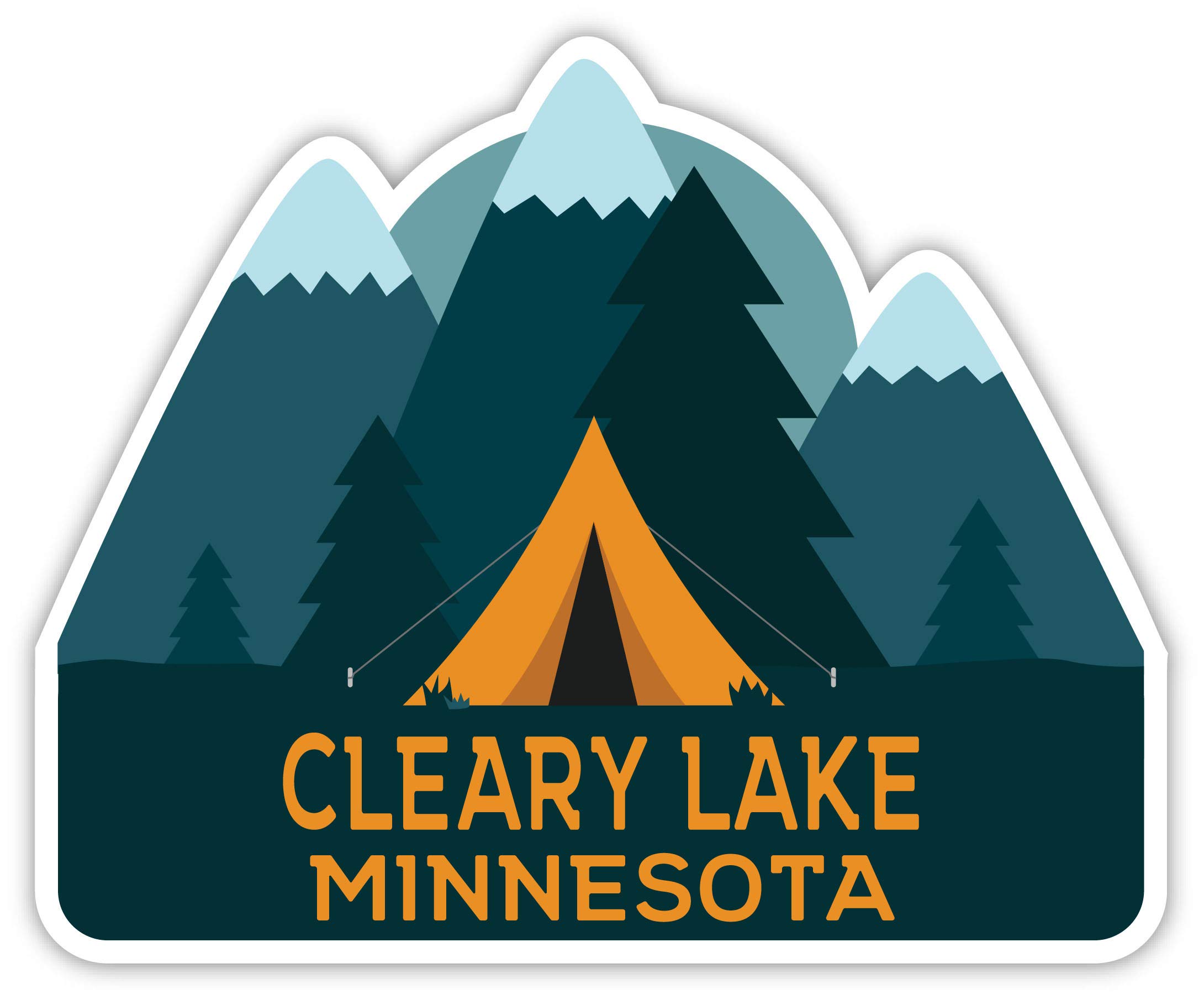 Cleary Lake Minnesota Souvenir - 4 Inch Vinyl Decal Sticker with Camping Tent Design - Perfect for Laptops, Water Bottles & Outdoor Gear