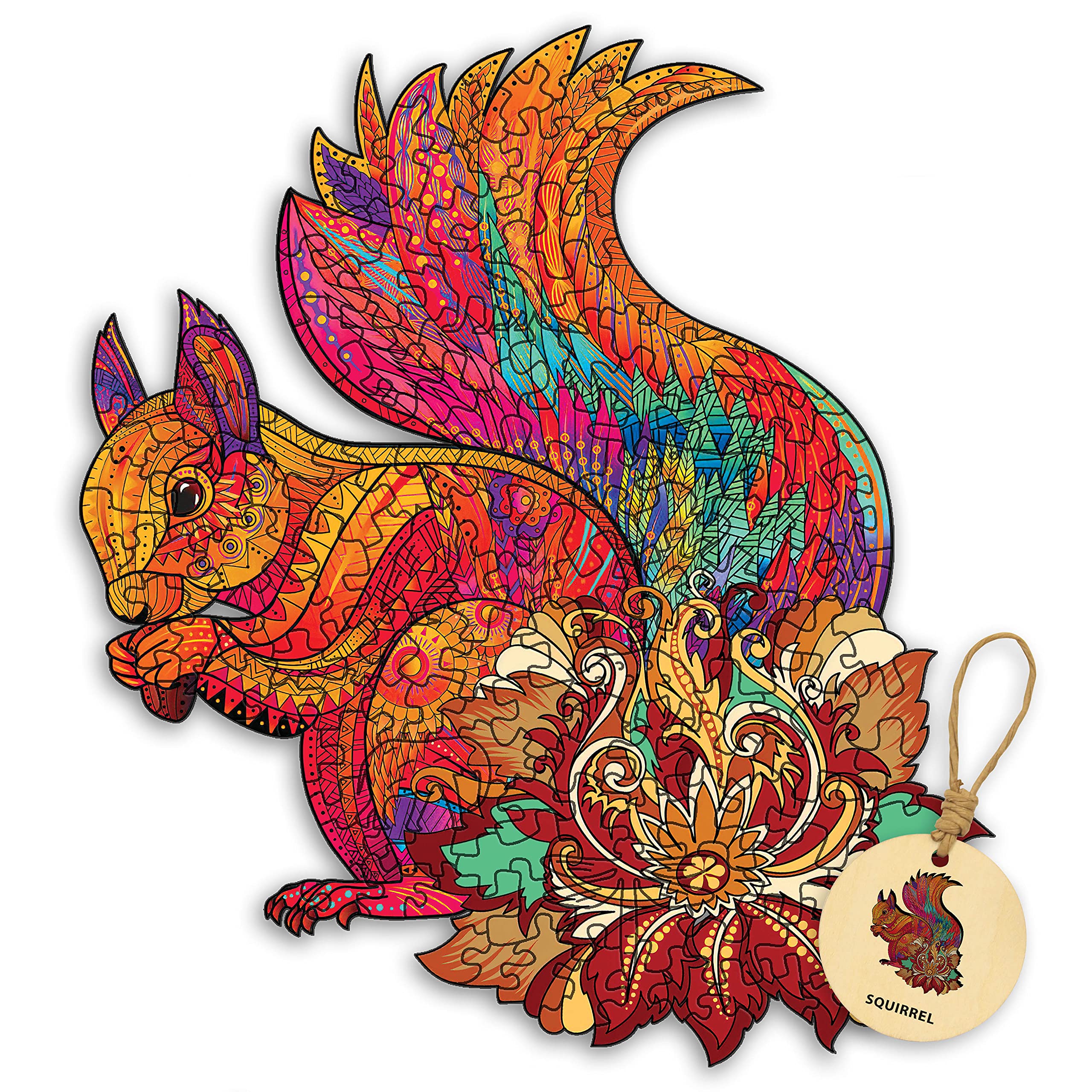 DEPLEE Unique Squirrel Shaped Wooden Jigsaw Puzzle for Adults - 120-150 Pieces, 11.42 x 10.22 Inches - Creative Challenge for Family & Friends | Perfect for Stress Relief, Brain Training and Home Decor