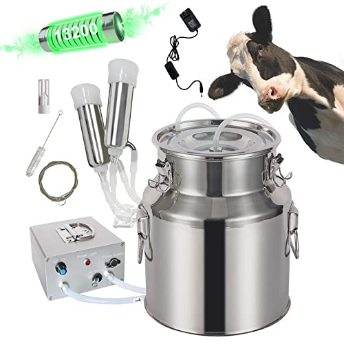 14L Electric Milking Machine for Goats & Cows - Portable Pulsation Vacuum Pump Milker with Stainless Steel Bucket - Perfect for Small Farms, Homesteads & Dairy Production