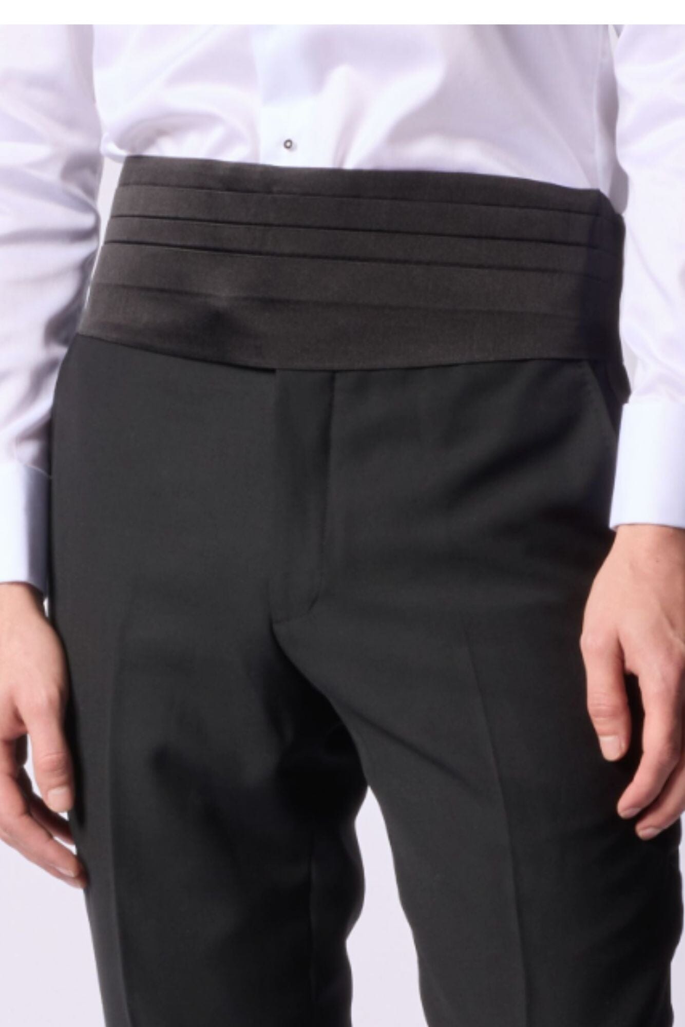 Black Silk Cummerbund for Men - Elegant Formal Waistband for Tuxedo, Wedding & Prom Attire