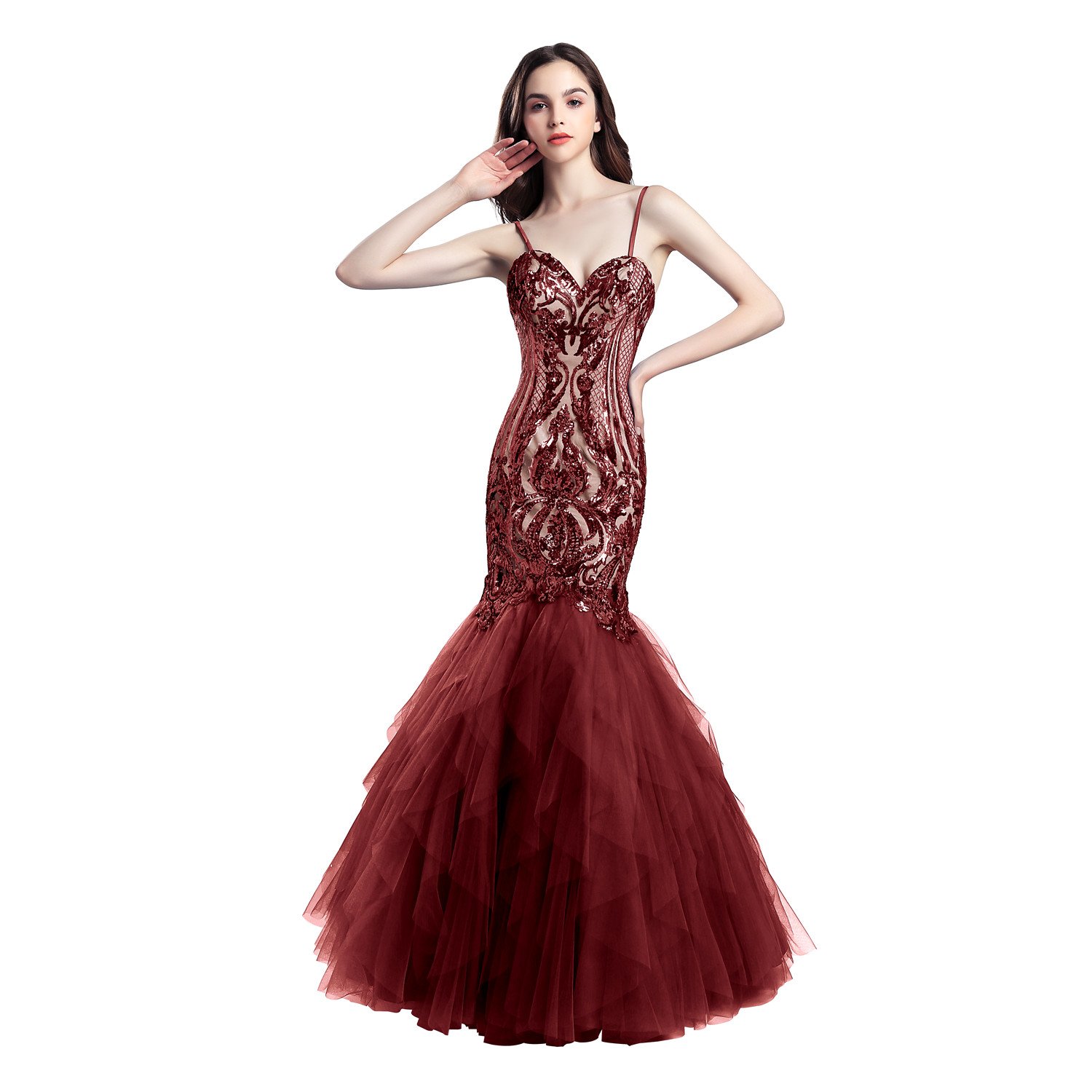 Elegant Women's Mermaid Prom Dress with Spaghetti Straps & Sequins - Formal Evening Gown for Homecoming, Prom Night, Cocktail Party & Special Occasions | FD046