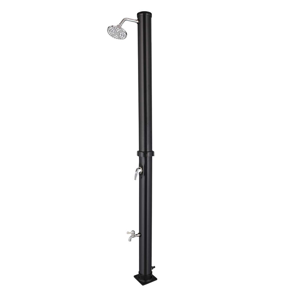 VINGLI 5.5 Gallon Solar Outdoor Shower - Portable Camping Shower with Adjustable Shower Head & Foot Tap - Perfect for Beach, Poolside, Backyard, RV, and Garden Use - Black (20L)