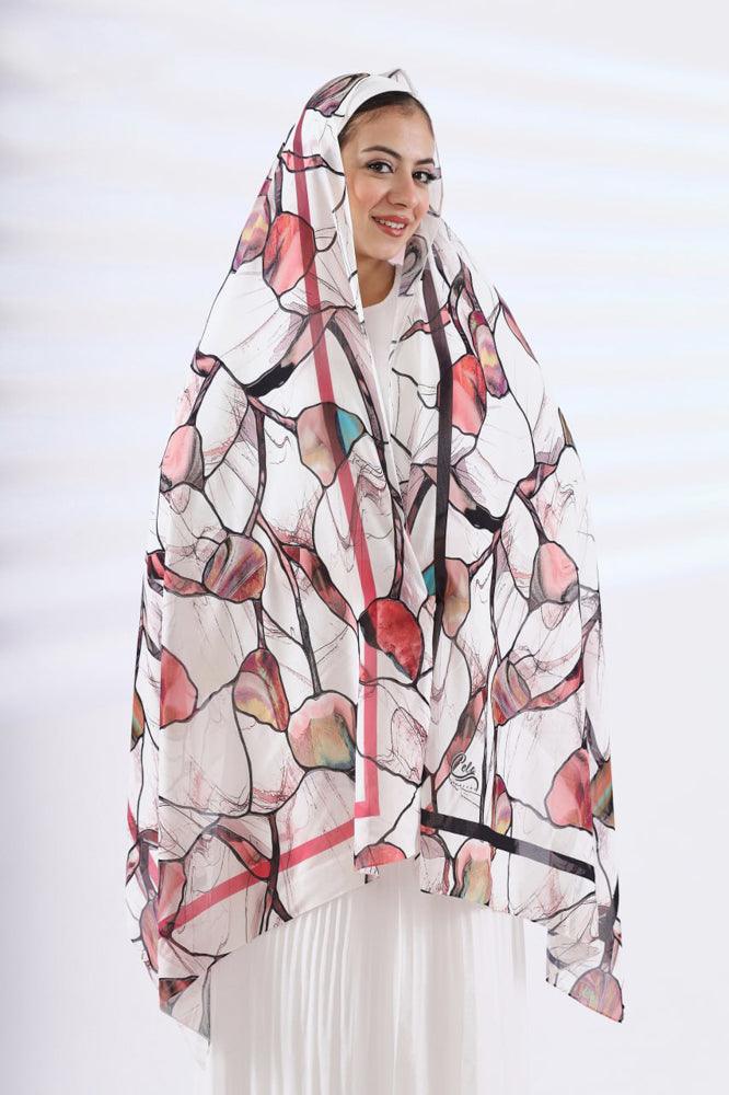 Twin Peaches Printed Chiffon Hijab Scarf - Lightweight Muslim Headscarf for Women - Perfect for Daily Wear, Prayer & Special Occasions