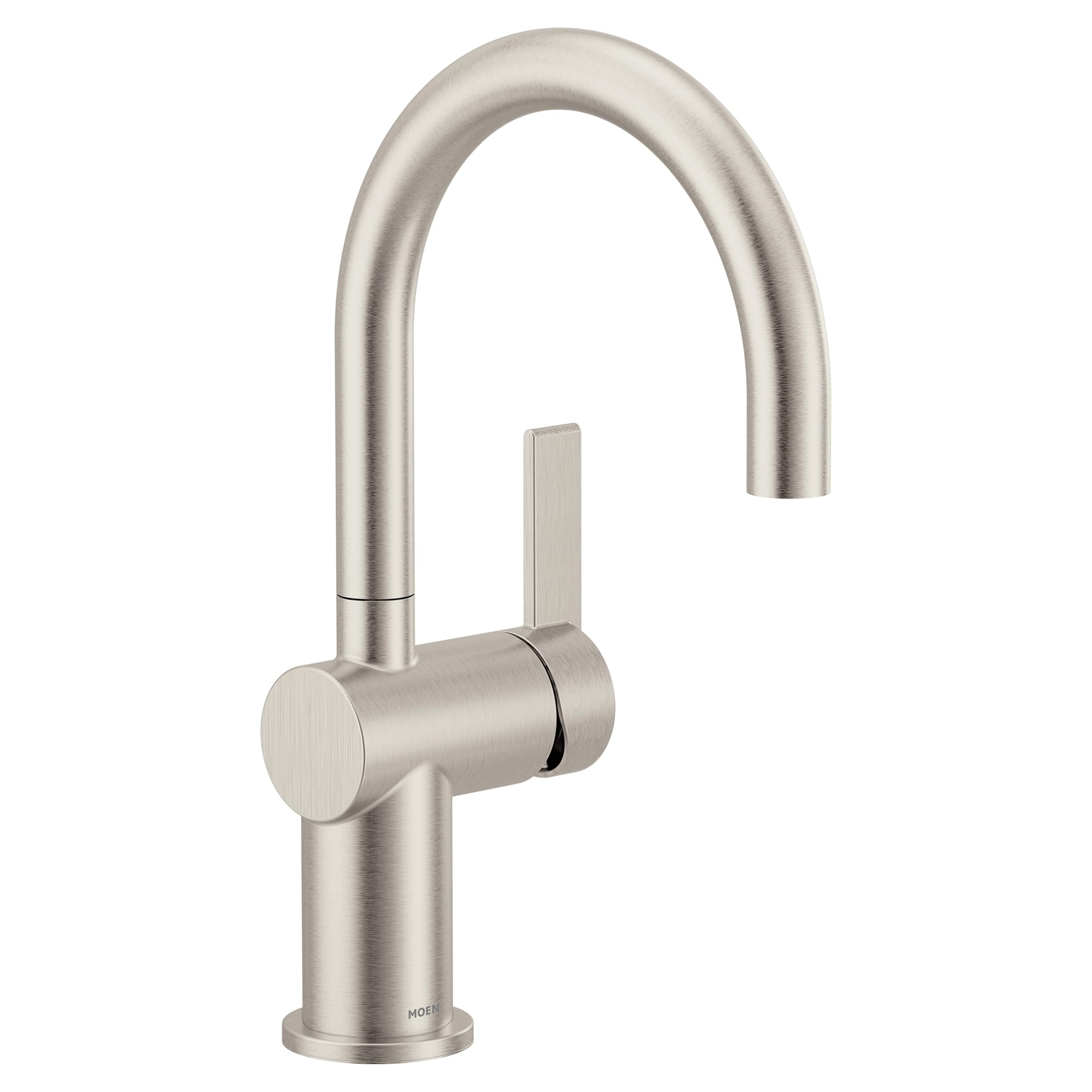 Moen 5922SRS Cia Single Handle Bar Faucet with Optional Chrome Accents - Spot Resist Stainless Steel Kitchen Sink Faucet for Modern Home & Commercial Use