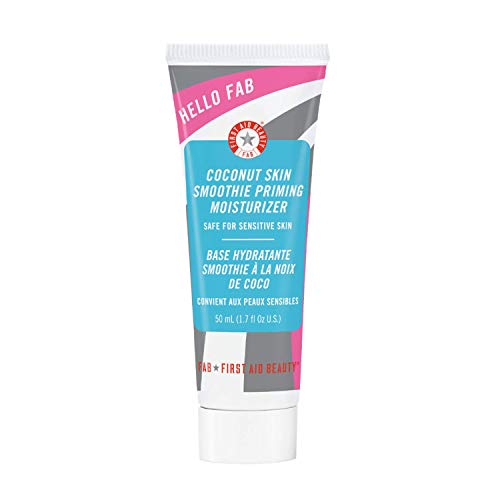 First Aid Beauty Hello FAB Coconut Skin Smoothie Priming Moisturizer - 2-in-1 Hydrating Face Cream & Makeup Primer for Dry Skin, 1.7 Oz | Perfect for Daily Skincare Routine & Flawless Makeup Application