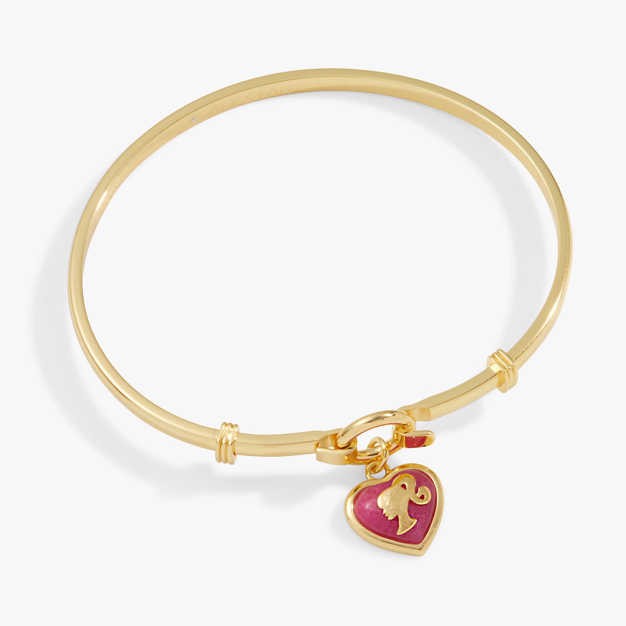 Barbie™ Silhouette Heart Charm Adjustable Tension Bangle Bracelet for Women & Girls - Perfect for Parties, Gifts & Everyday Fashion Accessories