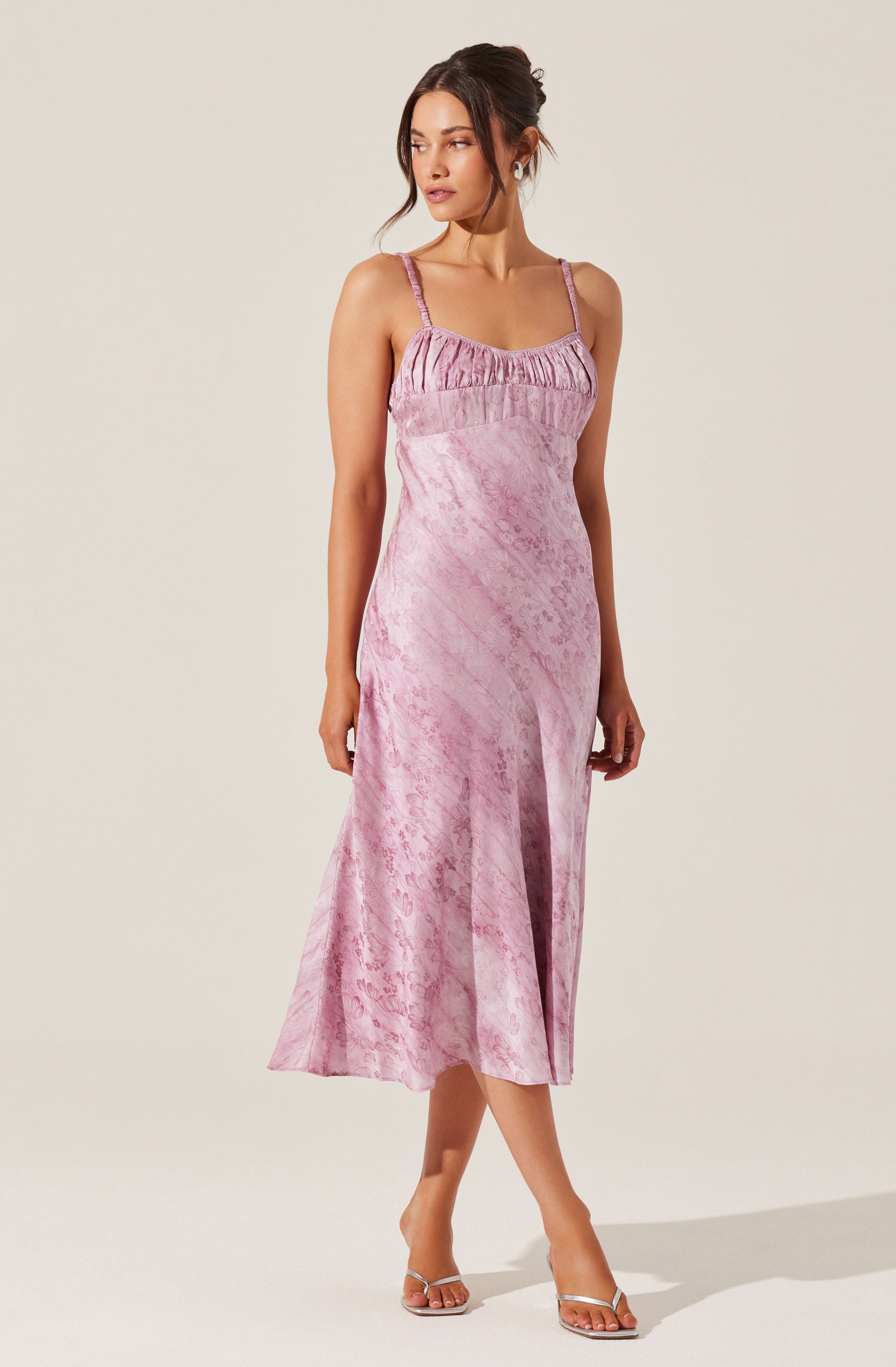 Kaiya Jacquard Satin Midi Dress - Elegant Floral Print Party & Wedding Guest Dress for Women - Perfect for Cocktail Parties, Date Nights & Special Occasions