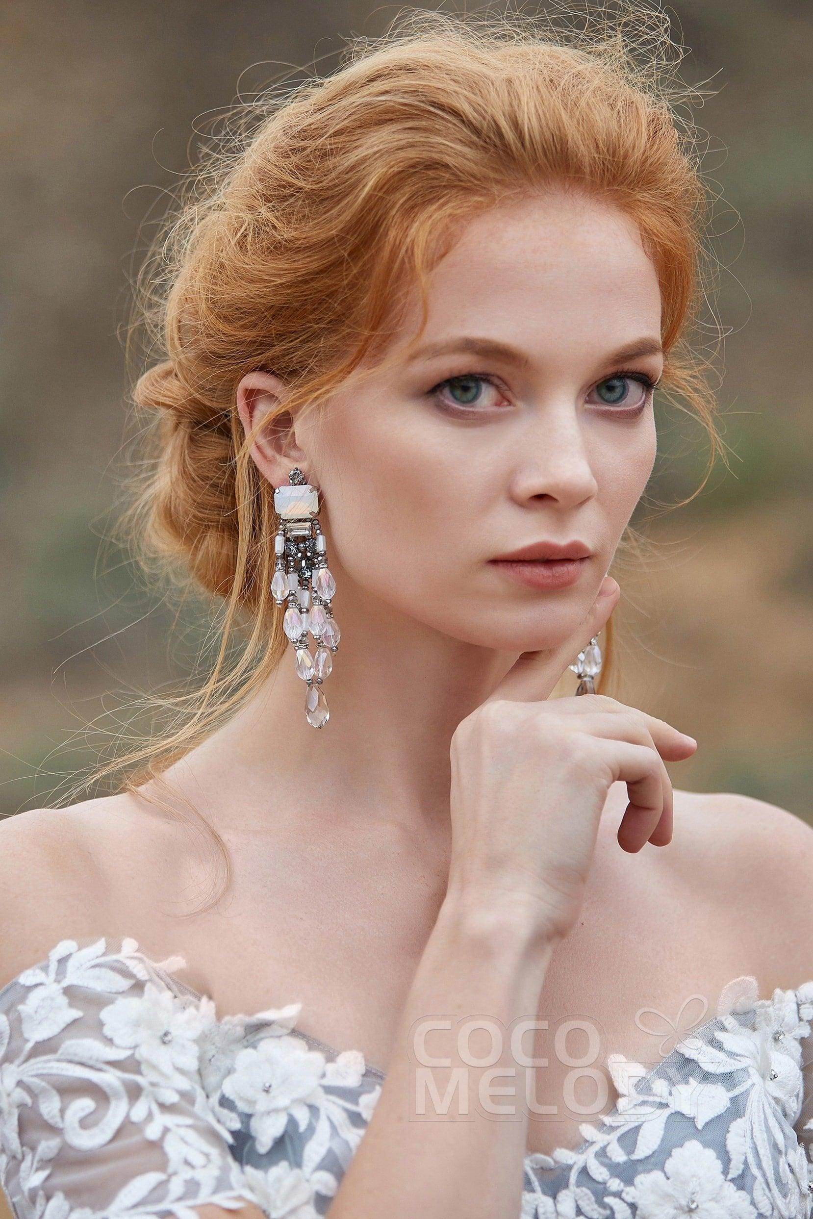 Elegant Zircon Wedding Earrings with Jewel Beading HG18018 - Perfect for Bridal Jewelry, Anniversary Gifts & Special Occasions