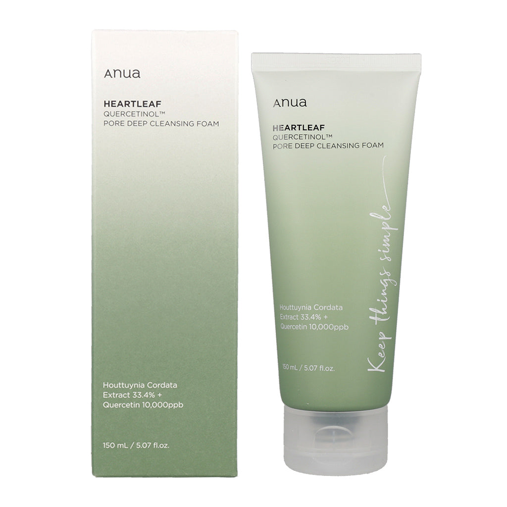 Anua Heartleaf Quercetinol Pore Deep Cleansing Foam 150ml - Korean Skincare for Oily & Acne-Prone Skin - Gentle Daily Face Wash for Deep Cleansing & Pore Minimizing - Perfect for Morning & Night Routine