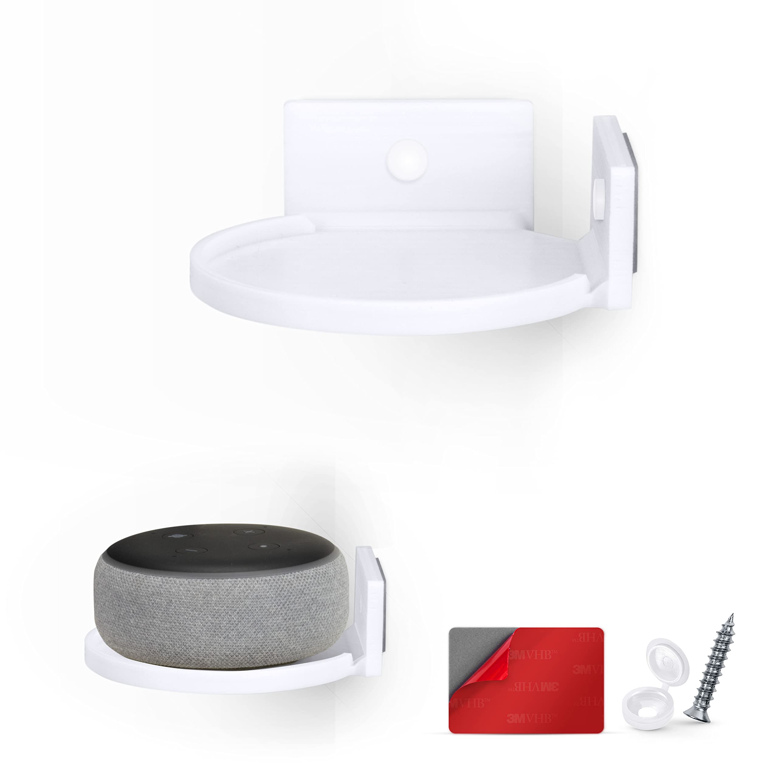 BRAINWAVZ 4 Inch Small Floating Shelf - Wall Mount with Adhesive & Screw Installation for Bluetooth Speakers, Cameras, Plants, Toys, Books - Easy to Install White Shelves for Home Office Decor & Organization