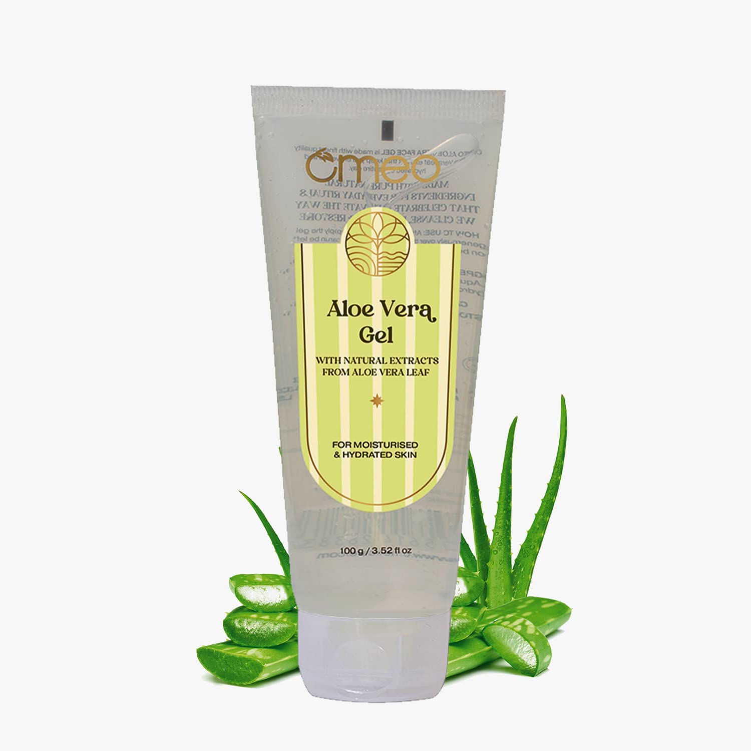 Omeo 100% Organic Aloe Vera Gel for Face & Hair - 100gm | Hydrating, Soothing & Non-Sticky | Reduces Pimples & Acne | Perfect for Sunburn Relief, Daily Skincare & Hair Conditioning