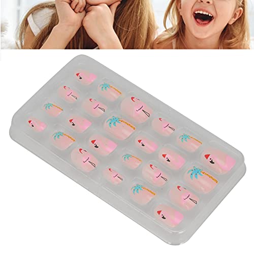 24pcs Cartoon Kids False Nails - Removable Full Cover Acrylic Nail Tips for Girls, Cute Artificial Nails with Fun Designs for Children's Nail Art & Fingernail Decoration (Style 04) - Perfect for Birthday Parties, Playdates & Dress-Up